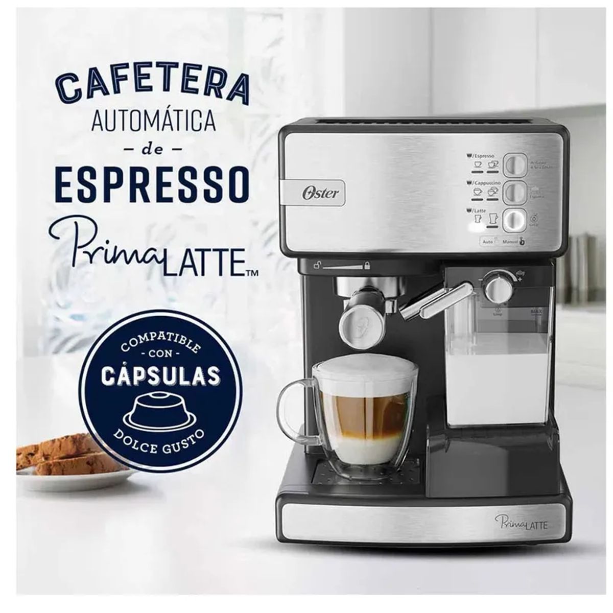 OSTER - Cafetera de espresso Oster PrimaLatte 15 bares BVSTEM6603SS