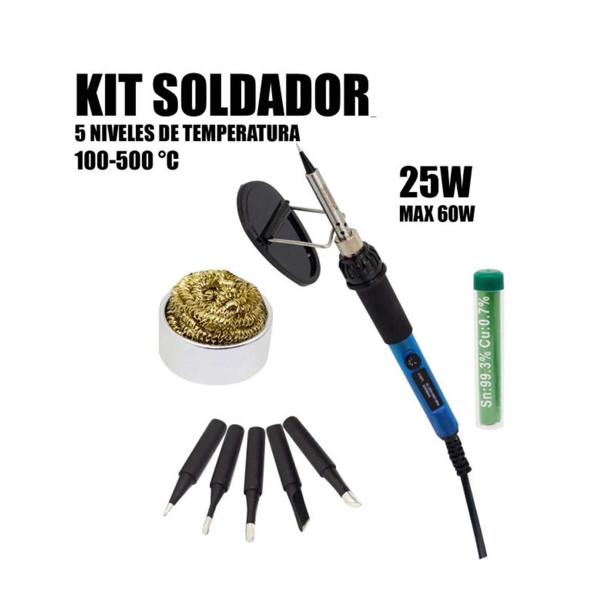 TAKEMA - KIT SOLDADOR 25W HASTA 60W  5 PUNTAS TAKEMA ZD-735A