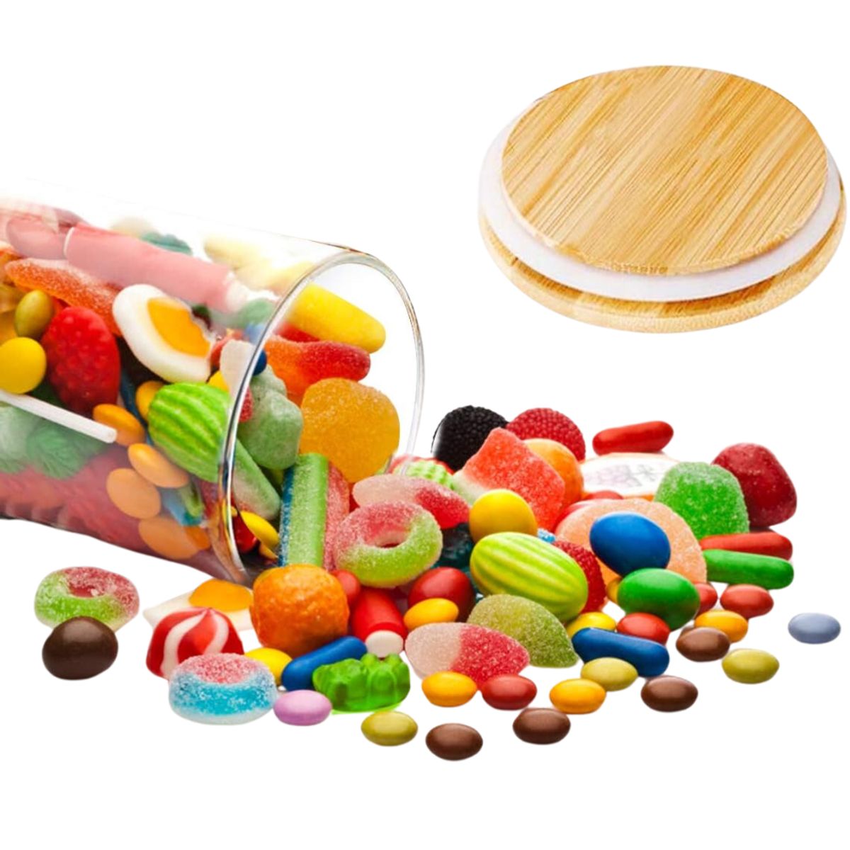 INSPIRA - Set de 6 Frascos de Vidrio Borosilicato con Tapa de Bambú