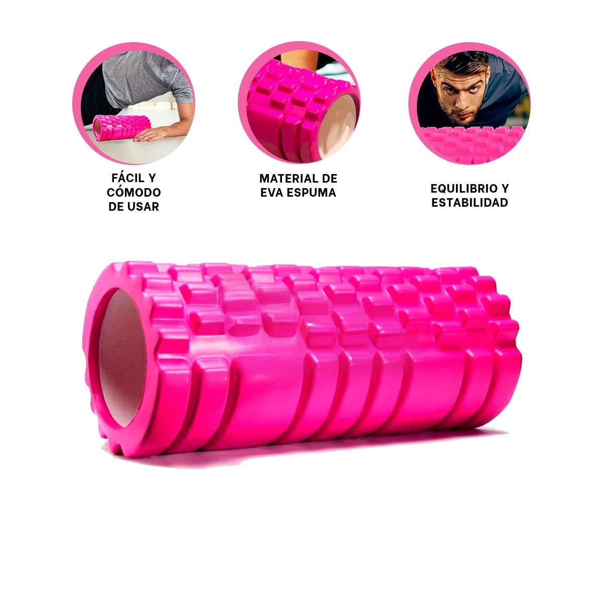 GENERICO - Pack4 Rodillo Fitness para Casa en Fucsia Y+Regalo Stickers