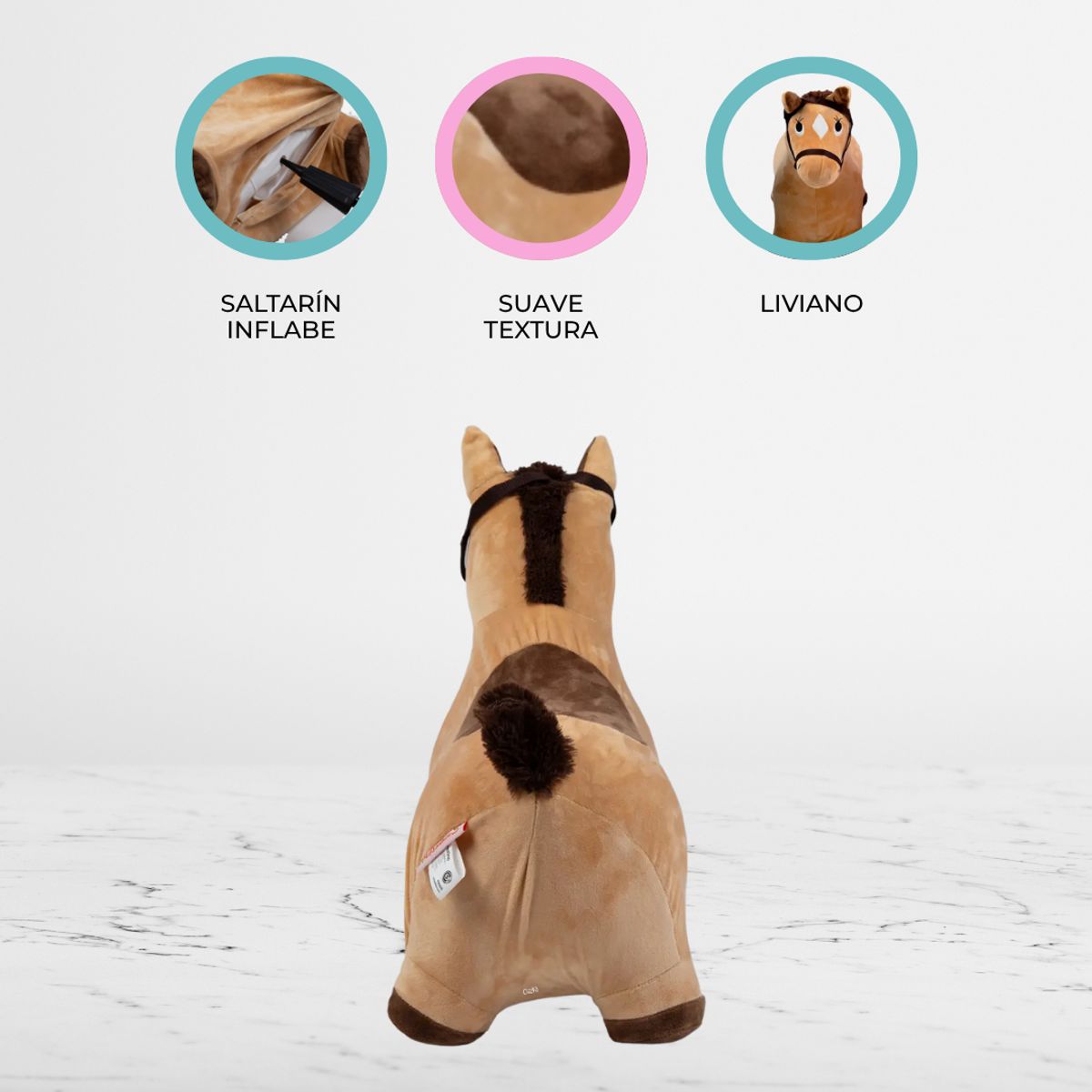 CARESTINO - Saltarín de Peluche Inflable +18meses «CABALLO BROWN»