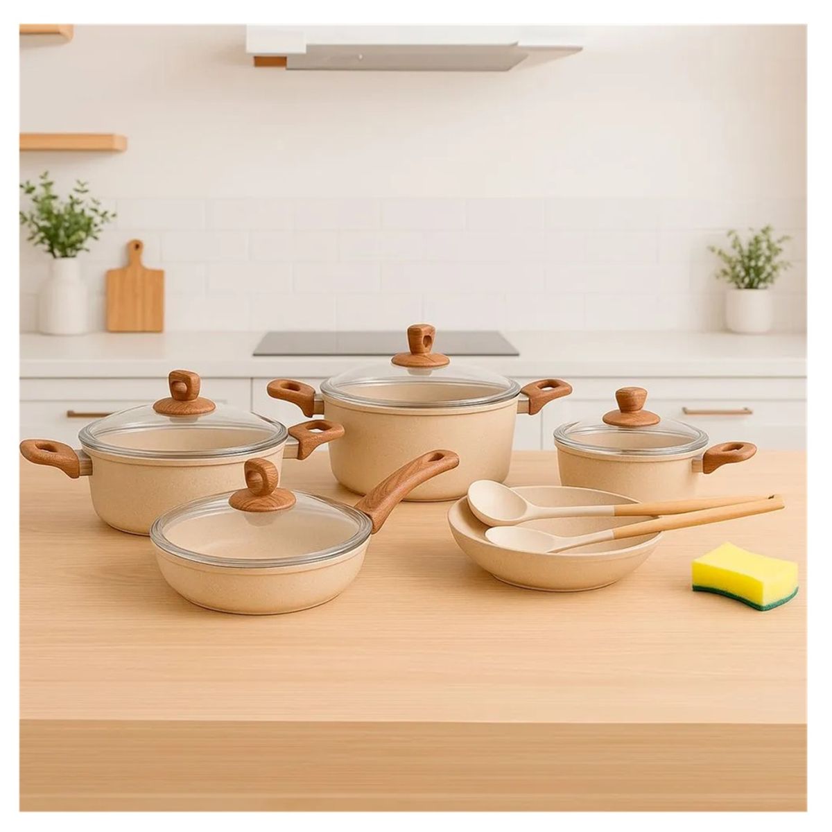 ICHIMATSU - JUEGO DE OLLAS X 12 PIEZAS ALUMINIO CON TAPAS DE VIDRIO ICHIMATSU