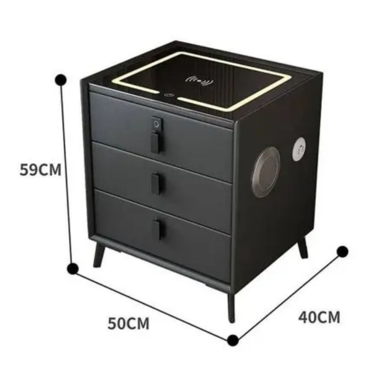 GENERICO - Mesa de Noche Inteligente Multifuncional LED Negro