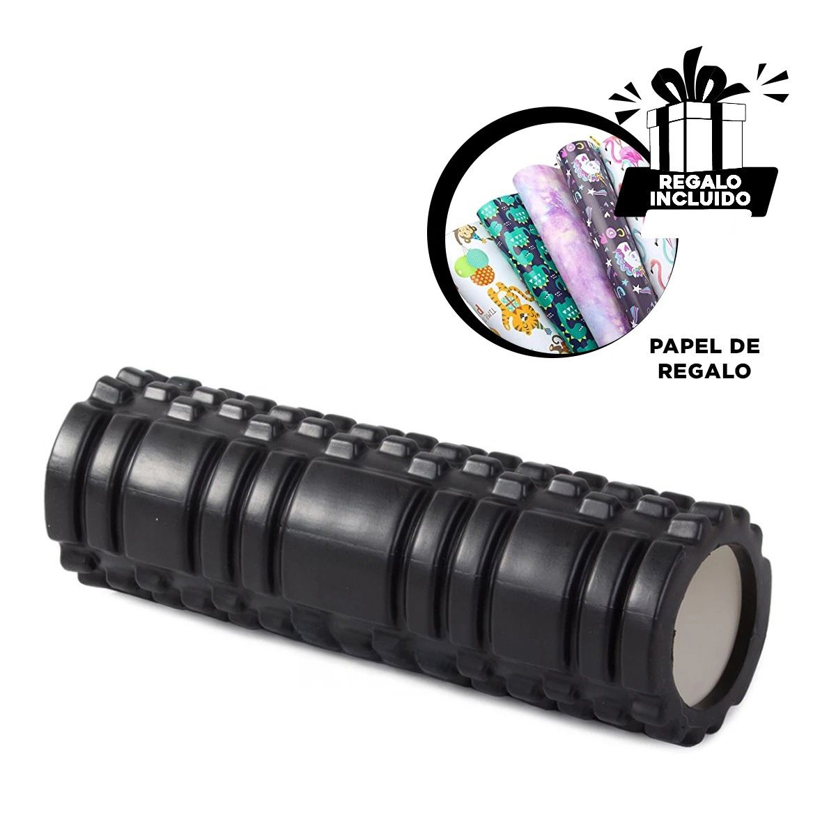 GENERICO - Rodillo para Abdominal Plastico en Negro Y+Papel de Regalo
