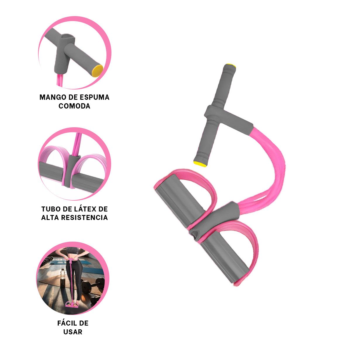 GENERICO - Pack12 Liga para Ejercicios Fisico en Rosado Claro y Plomo