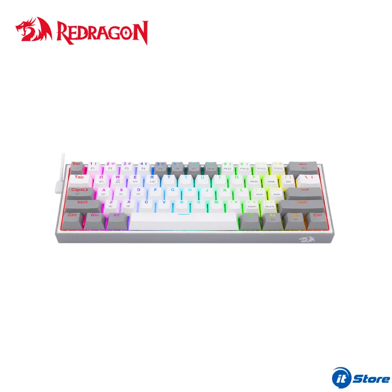 REDRAGON - Teclado Mecánico REDRAGON FIZZ PRO K616-RGB-WG 60% Wireless WhiteGrey