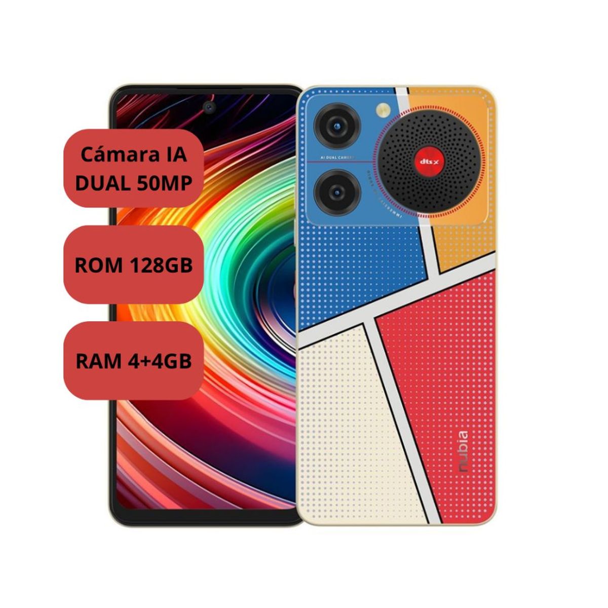 ZTE - Celular ZTE Nubia Music ROM 128GB RAM 4GB Cámara 50MP Z2353 Pop Art