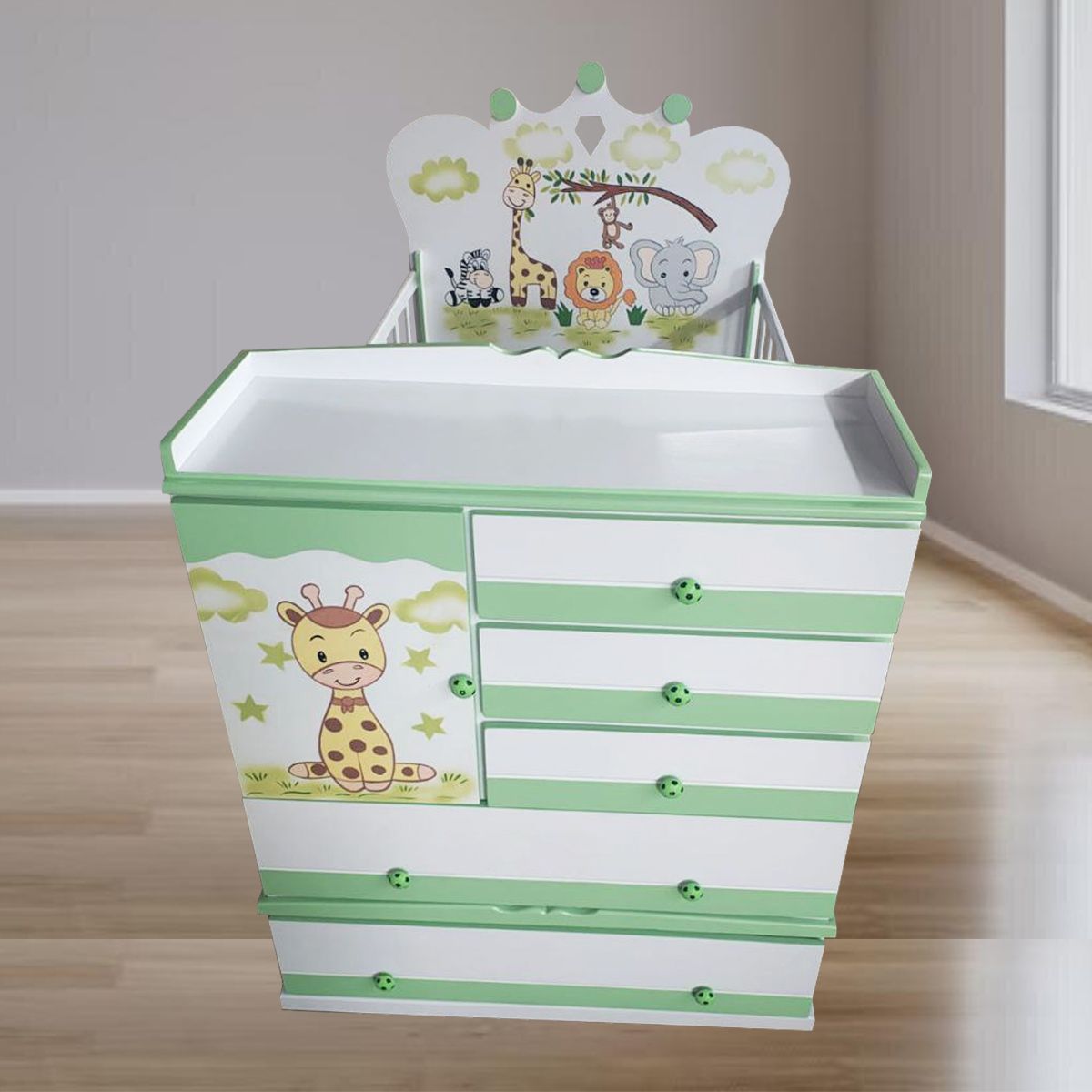 GENERICO - cama cuna de plaza y media safari verde