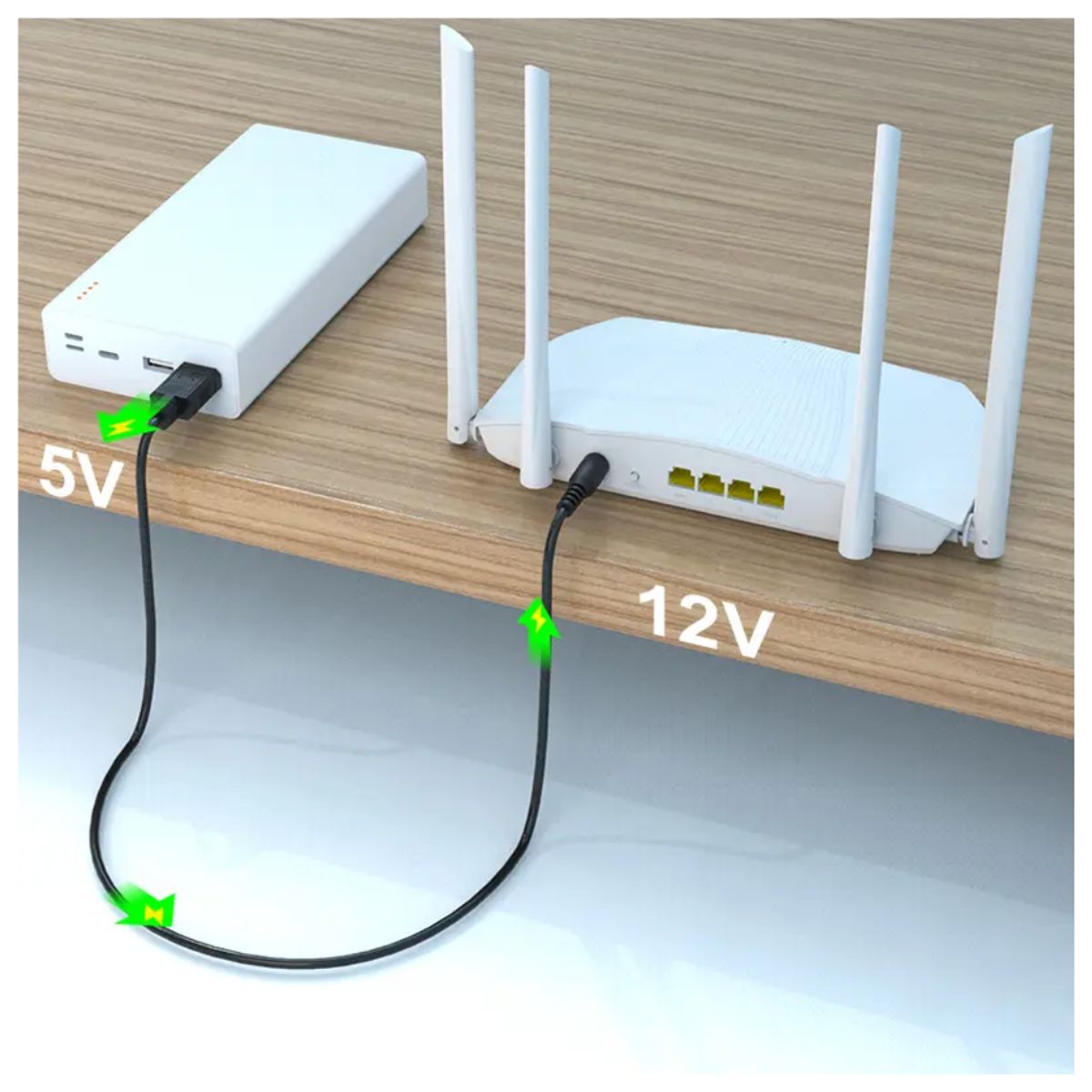 SEISA - Cable Convertidor Adaptador USB 5V A DC 9V 12V Modem Router Repetidor