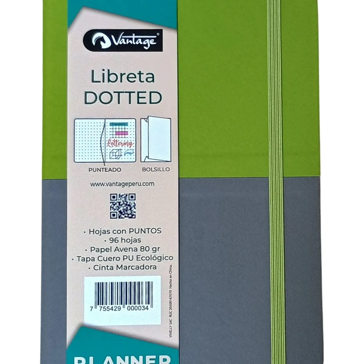 VANTAGE - LIBRETA VANTAGE DOTTED 14x21 - verde gris