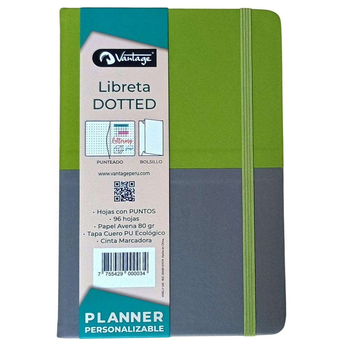 VANTAGE - LIBRETA VANTAGE DOTTED 14x21 - verde gris