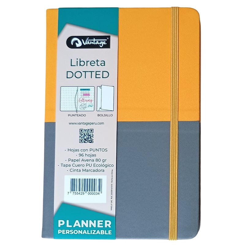 VANTAGE - LIBRETA VANTAGE DOTTED 14x21 - amarillo gris