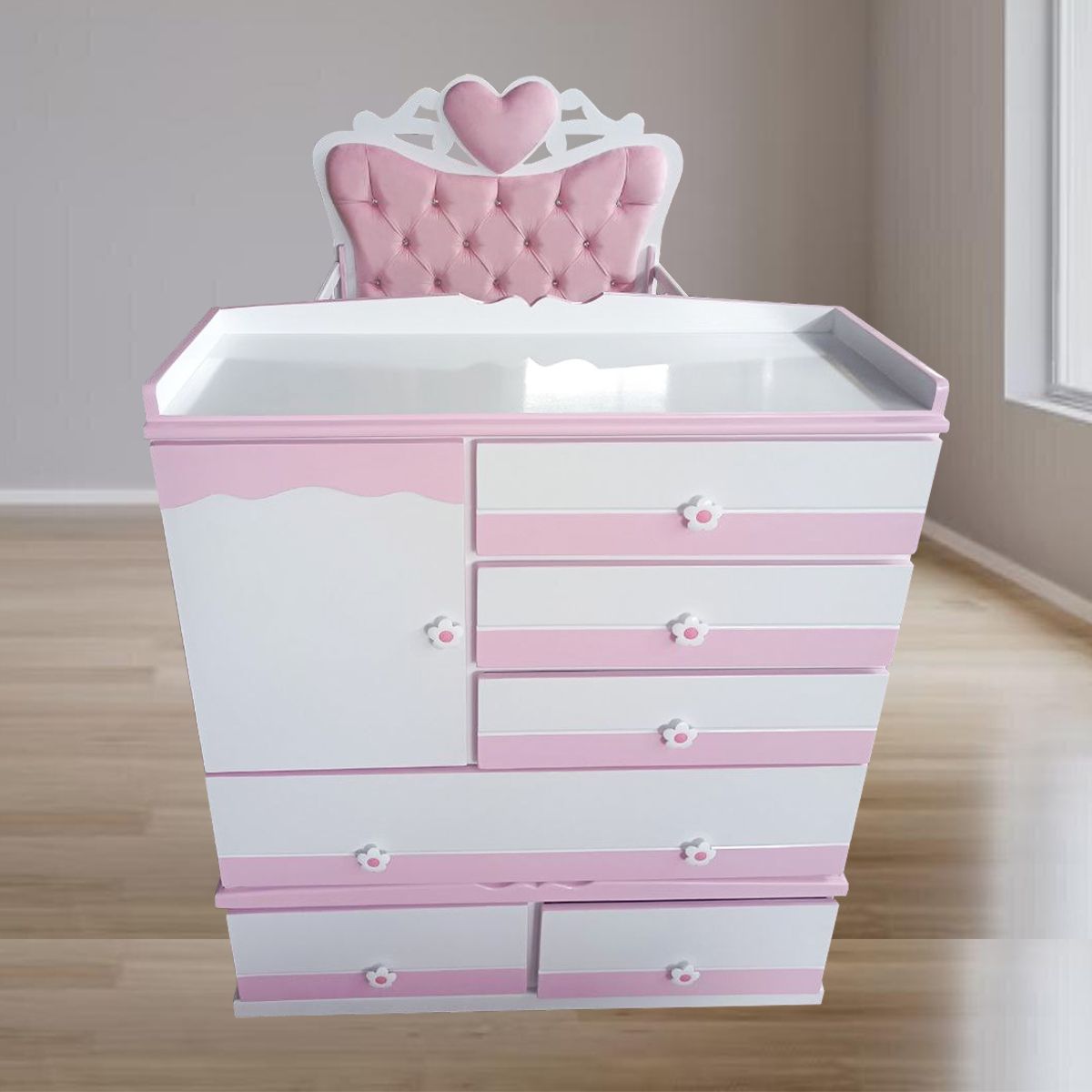 GENERICO - cama cuna de plaza y media rosado corazon