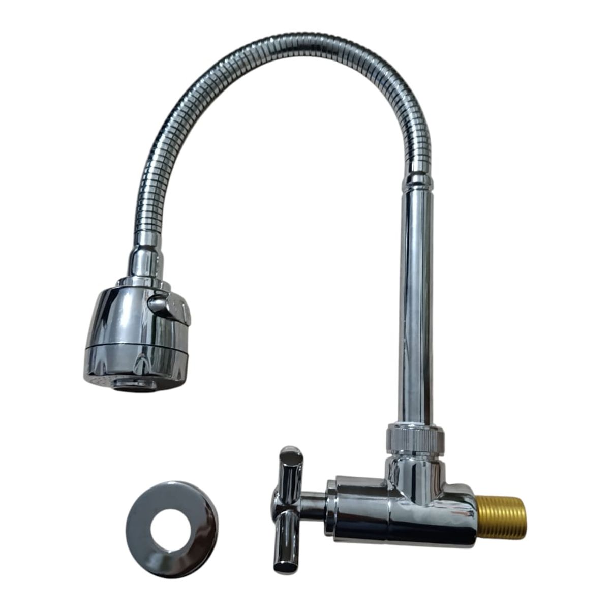 GENERICO - Grifo Caño Pared Pesado de Cocina Bronce Cromado agua fría flexible