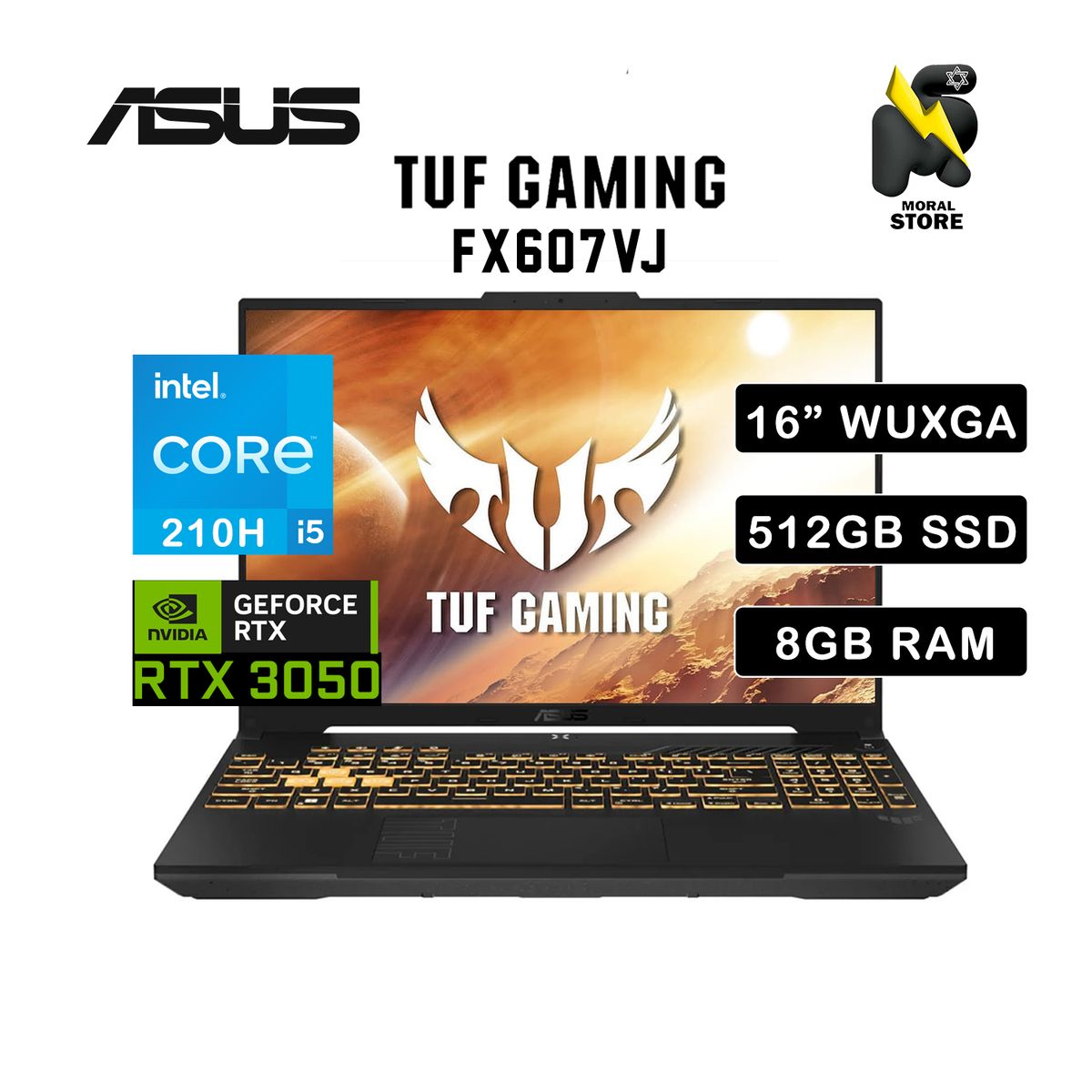 ASUS - LAPTOP ASUS TUF GAMING FX607VJ-RL011W  INTEL CORE i5-210H /8 GB RAM/ 512GB SSD/RTX3050 6GB /144HZ