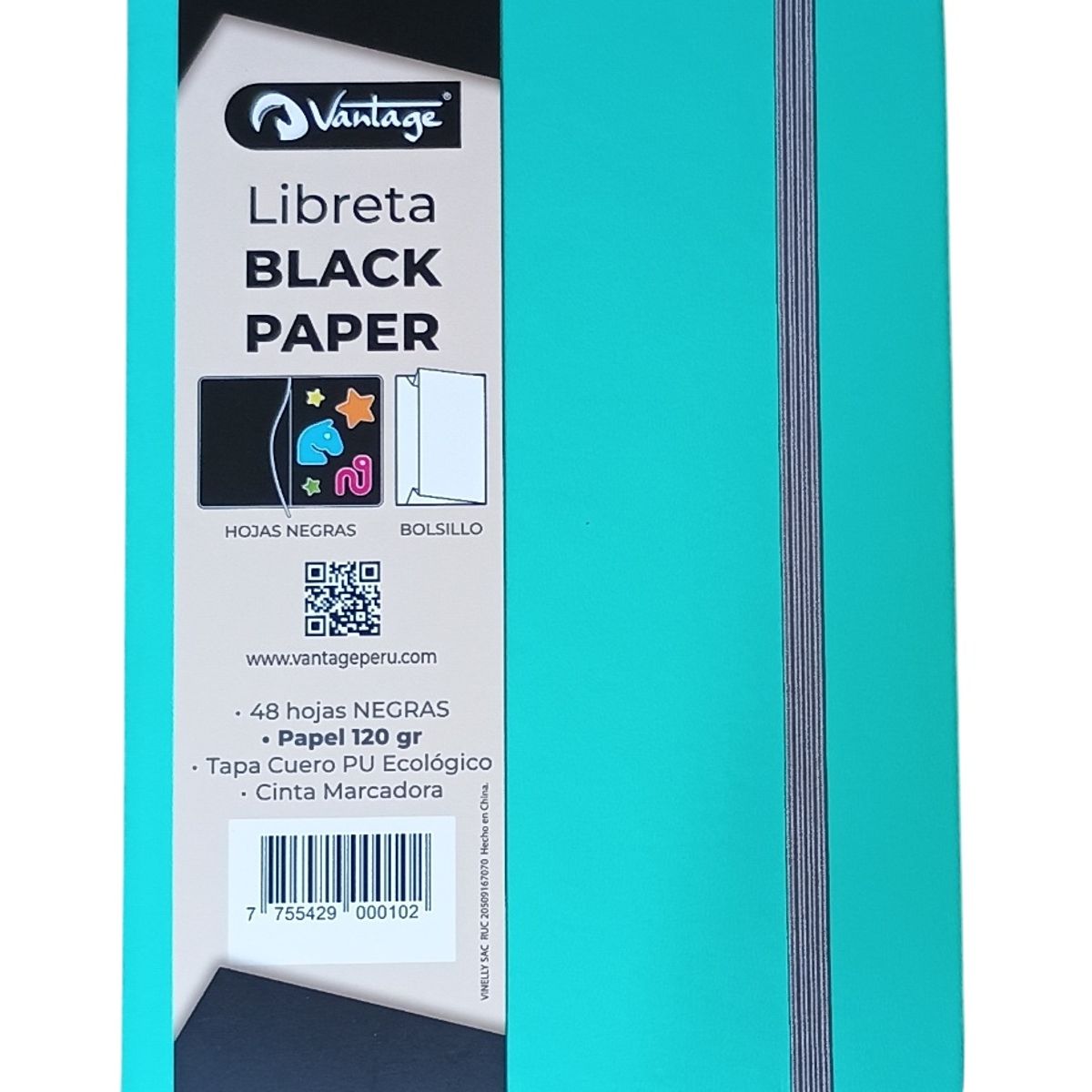 VANTAGE - LIBRETA VANTAGE BLACK PAPER 14x21