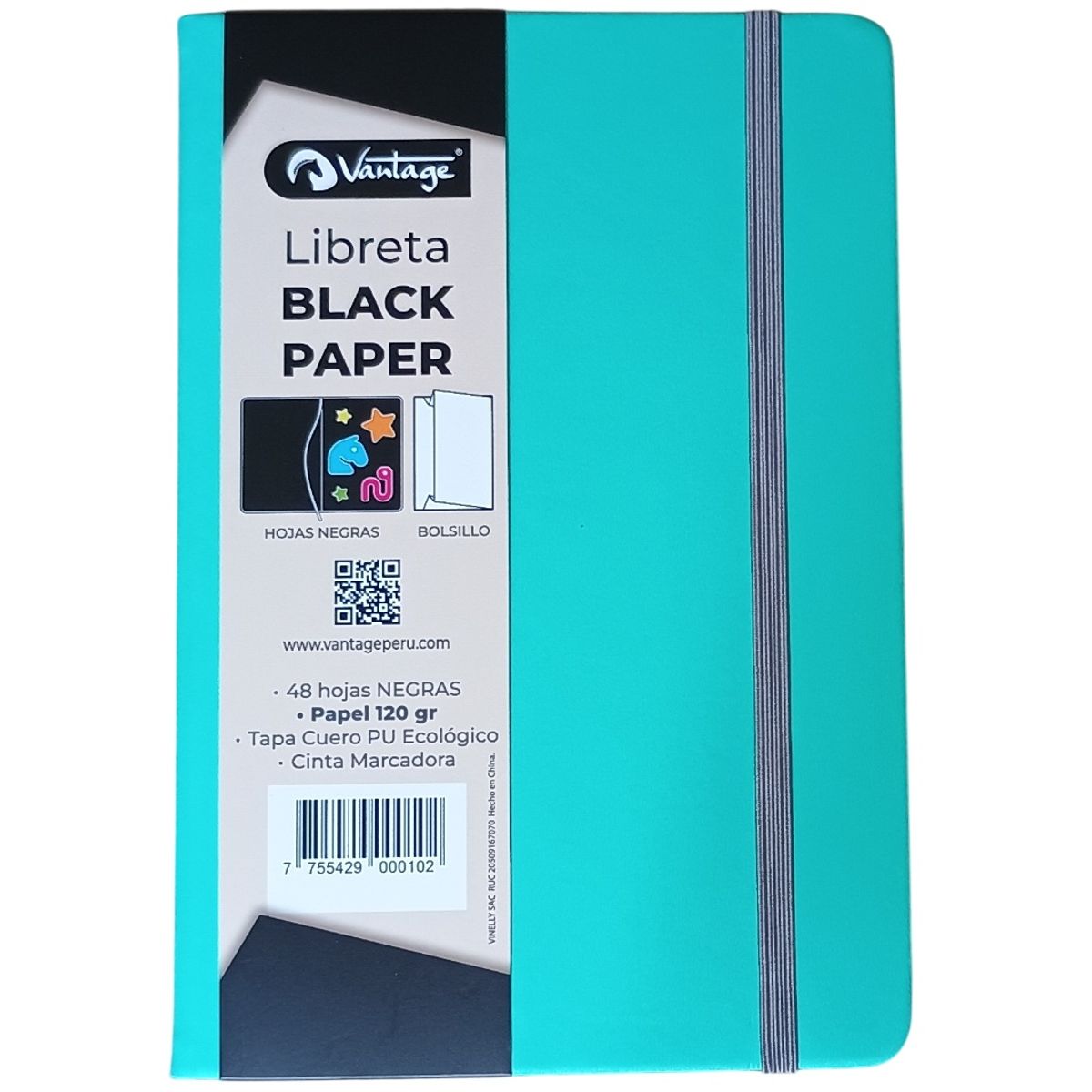 VANTAGE - LIBRETA VANTAGE BLACK PAPER 14x21