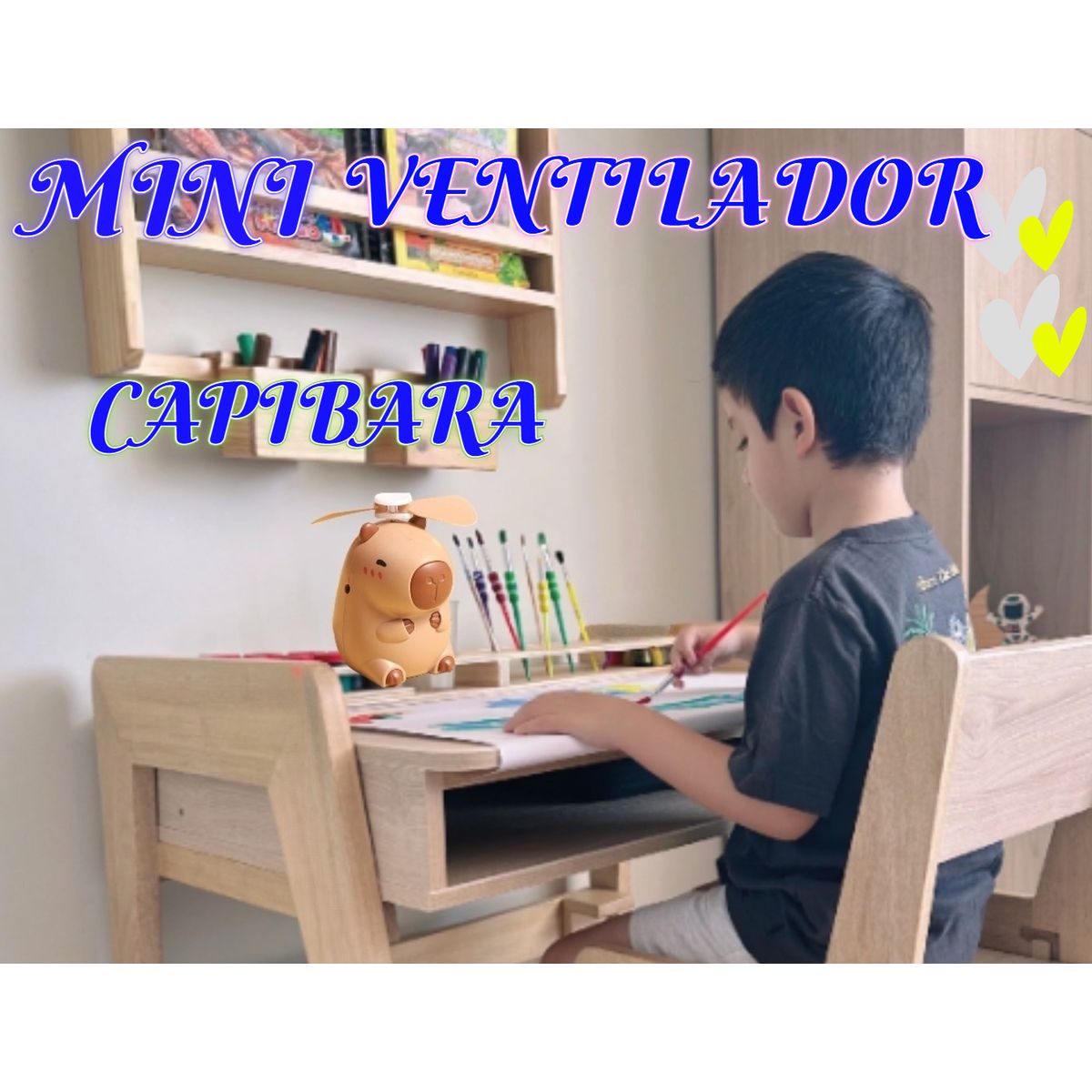 GENERICO - VENTILADOR RECARGABLE OFICINA MINI DE ESCRITORIO EXTRAFUERTE DE CAPIBARA