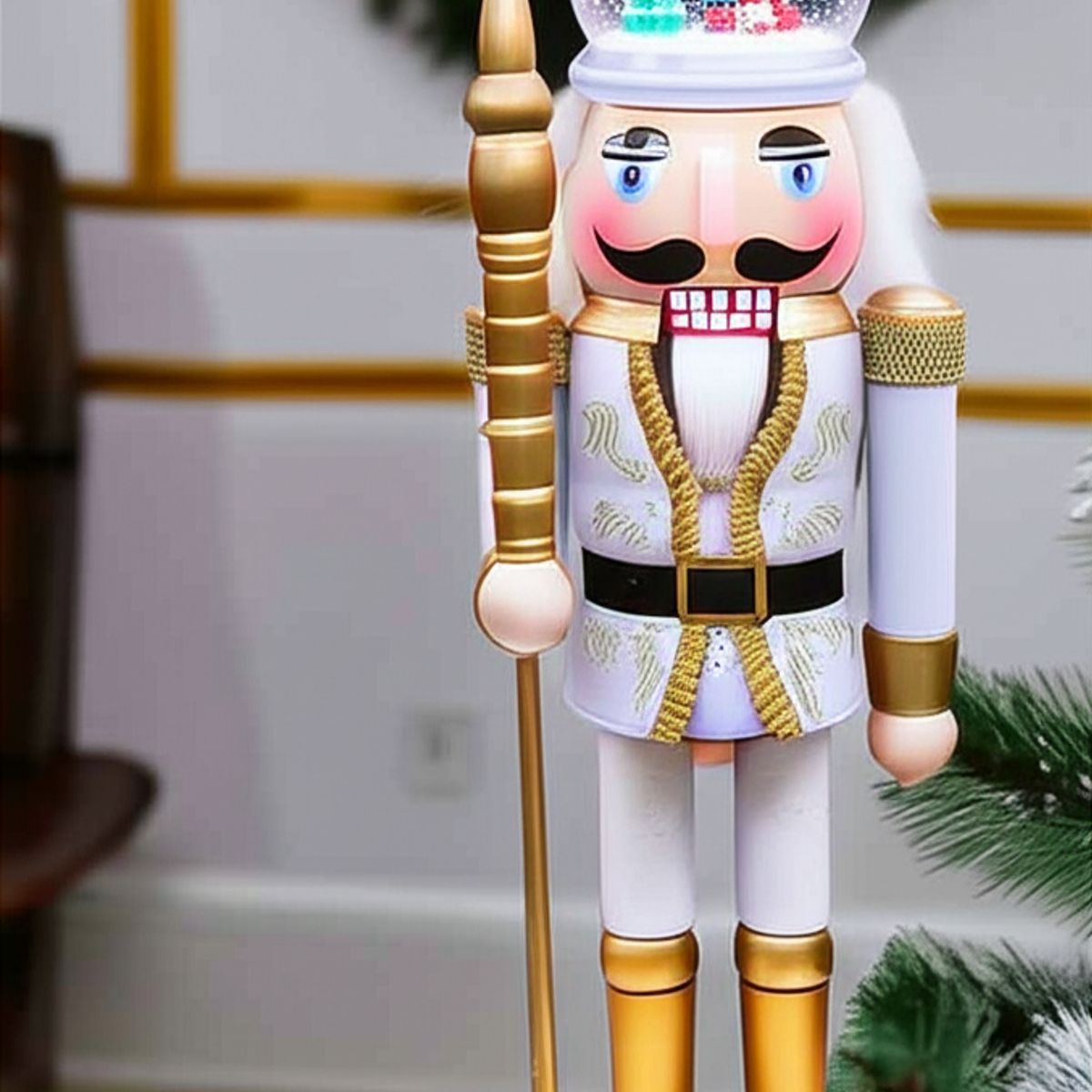 GENERICO - Cascanueces Grande Navideño Musical Mueve Cetro Dorado