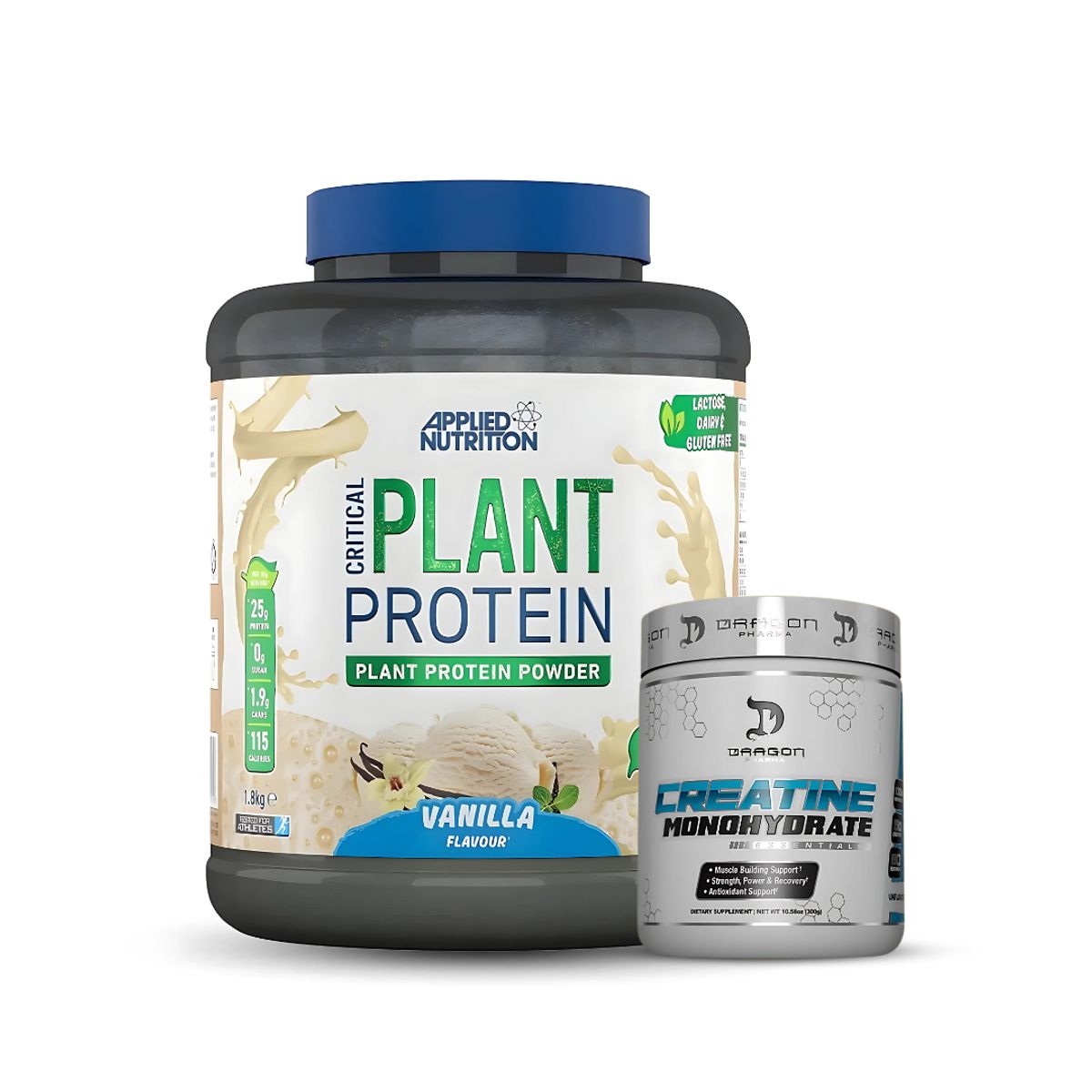 APPLIED NUTRITION - Critical Plant Protein - Proteina Vegana 1.8 kg vainilla  + Creatina dragon pharma 300 g