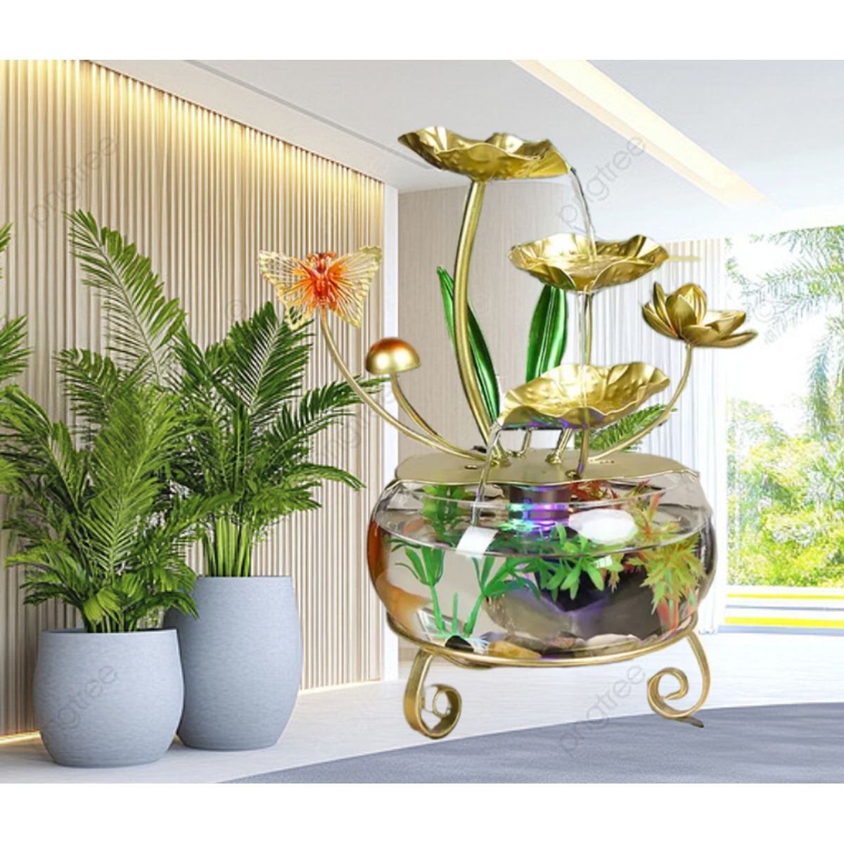 GENERICO - FUENTE DE AGUA CASCADA HOJA DE ORO