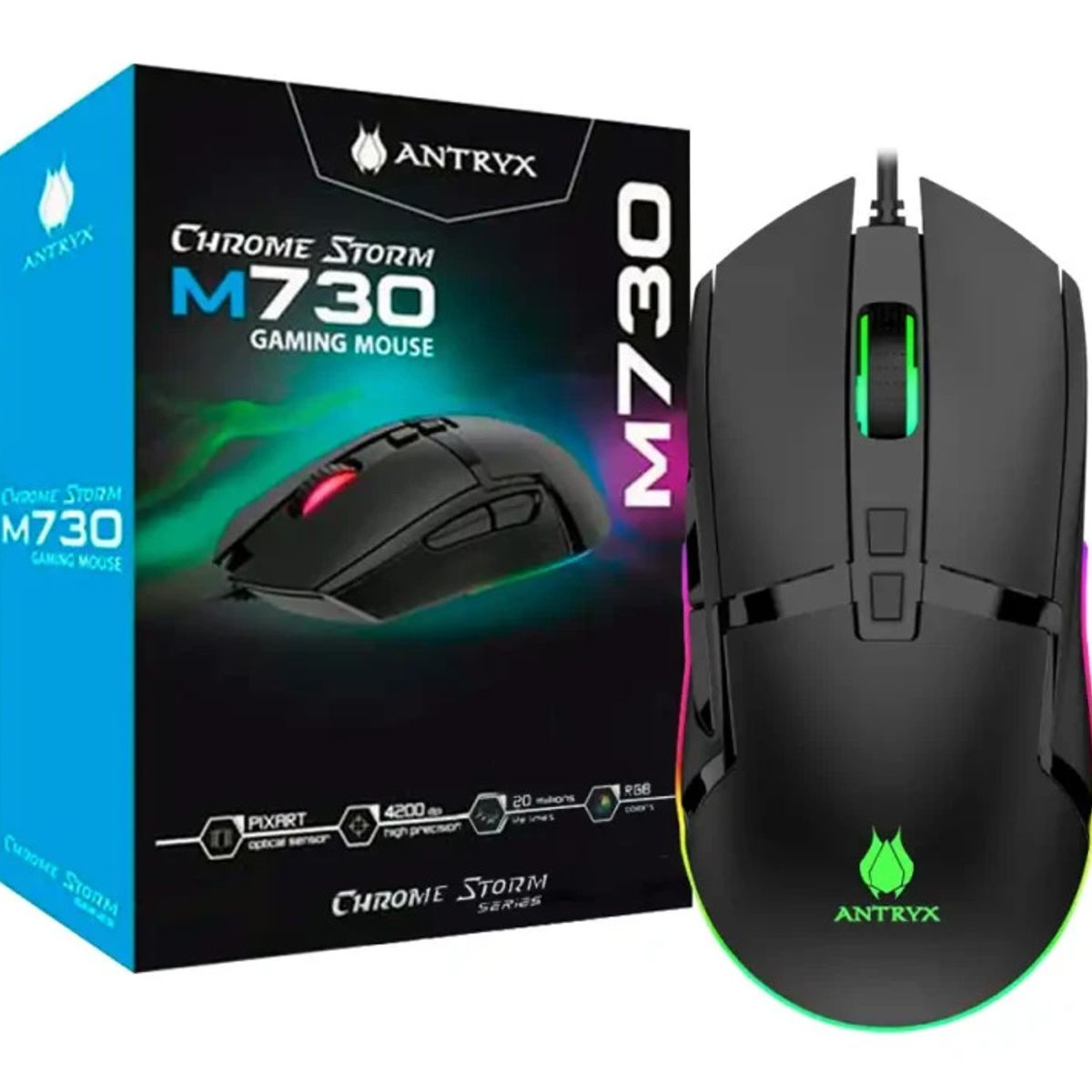 ANTRYX - MOUSE GAMING ANTRYX CHROME STORM M730 ( AGM-CS730K ) DPI 4200