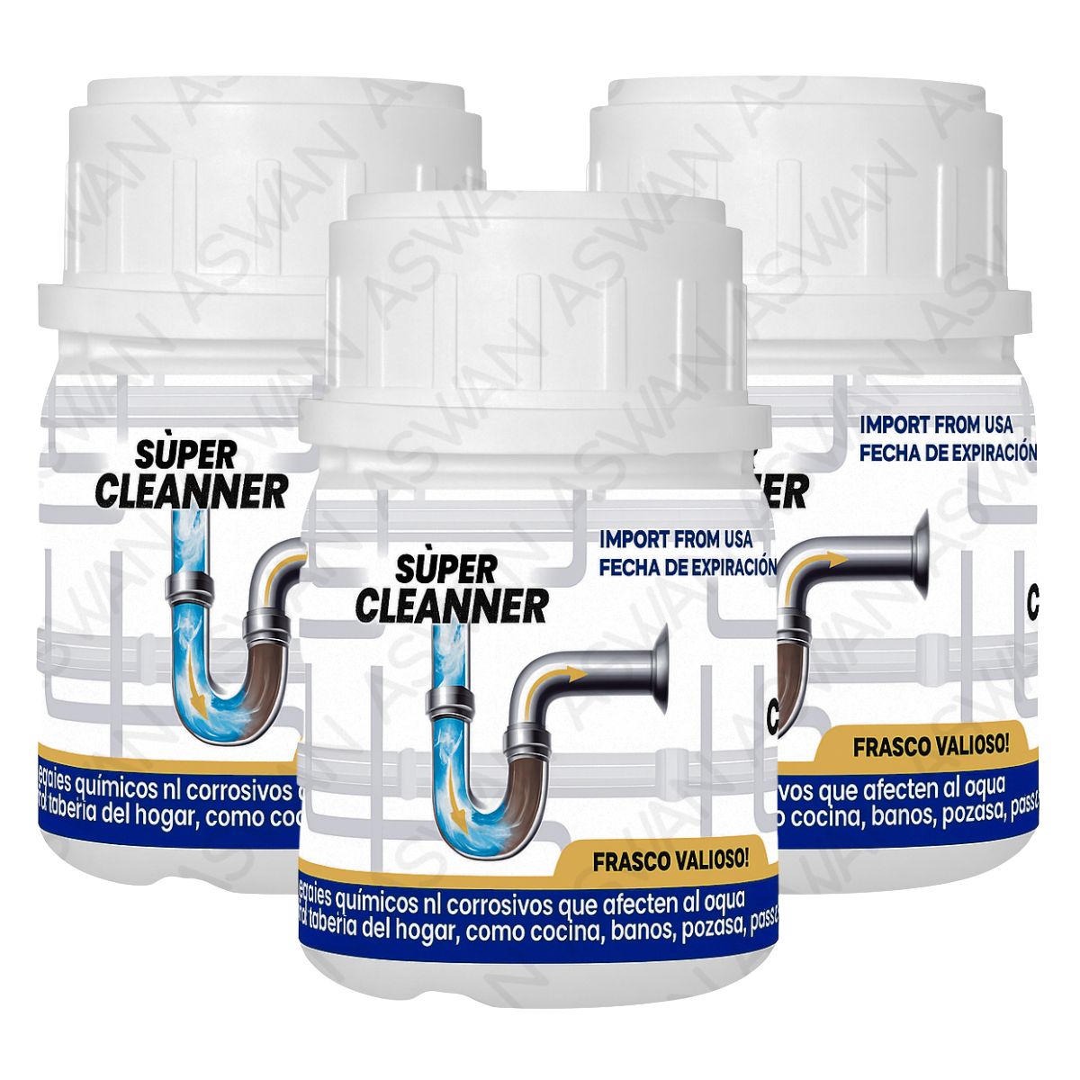 GENERICO - 3 UNIDADES DE DESATORADOR DE TUBERIAS EN POLVO - SUPER CLEANNER