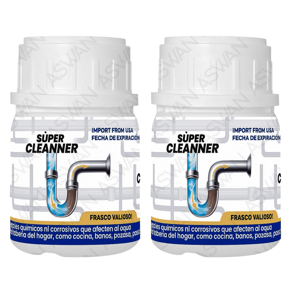 GENERICO - 2 UNIDADES DE DESATORADOR DE TUBERIAS EN POLVO - SUPER CLEANNER