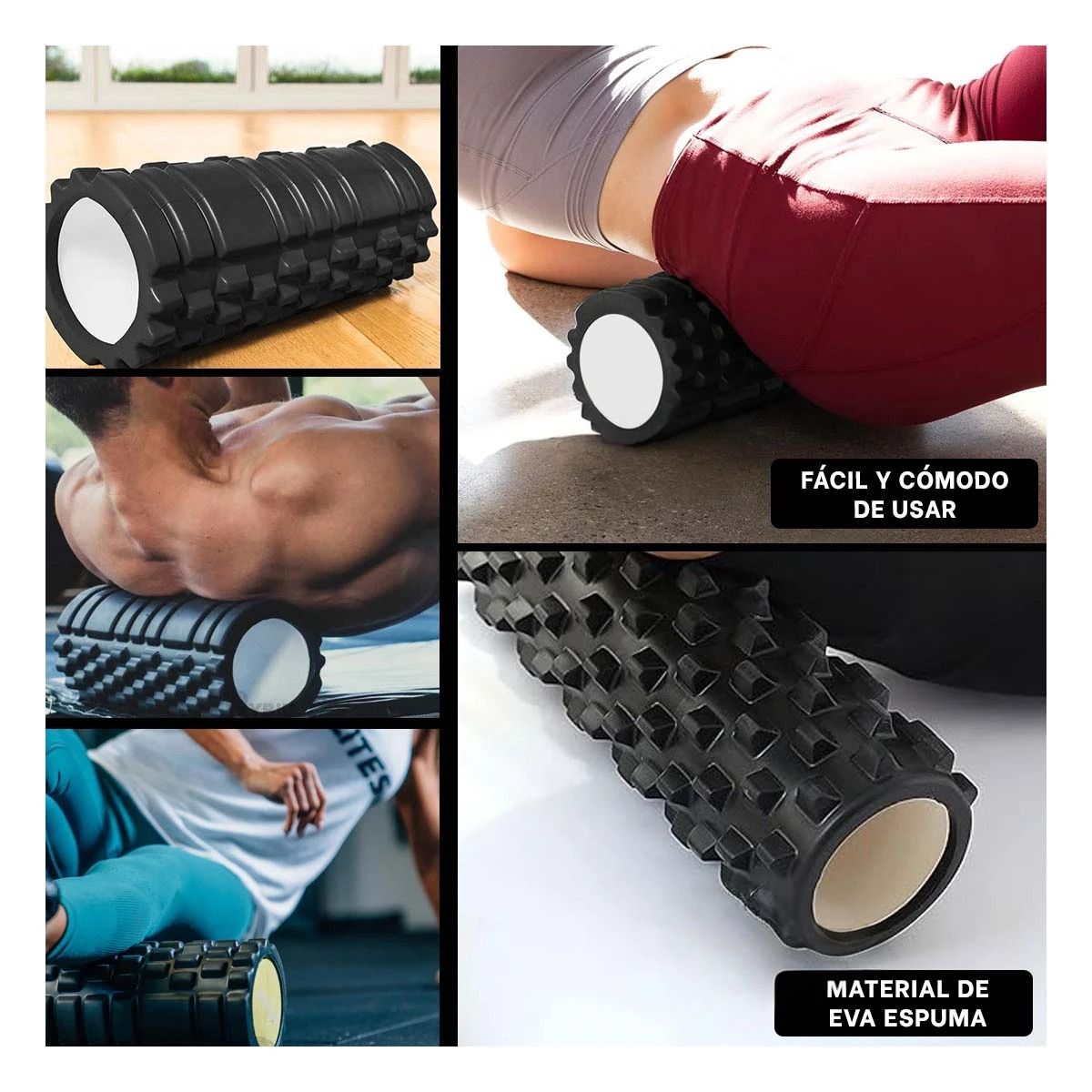 GENERICO - Pack2 Rodillo para Pilates en Negro Y+Regalo Agendita