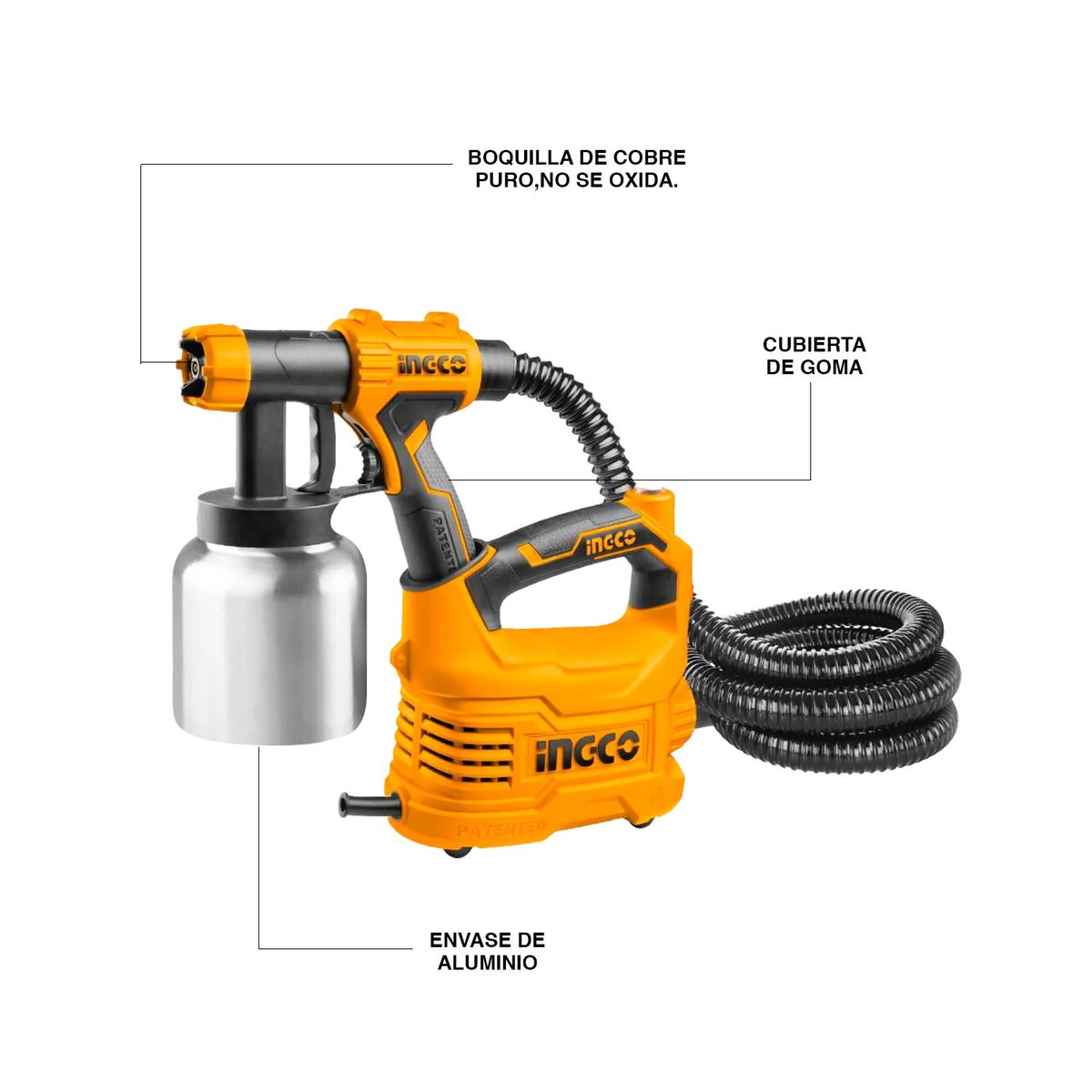 INGCO TOOLS - Lijadora Orbital 320w + Pistola Pintar 550w + Set X8 Brochas