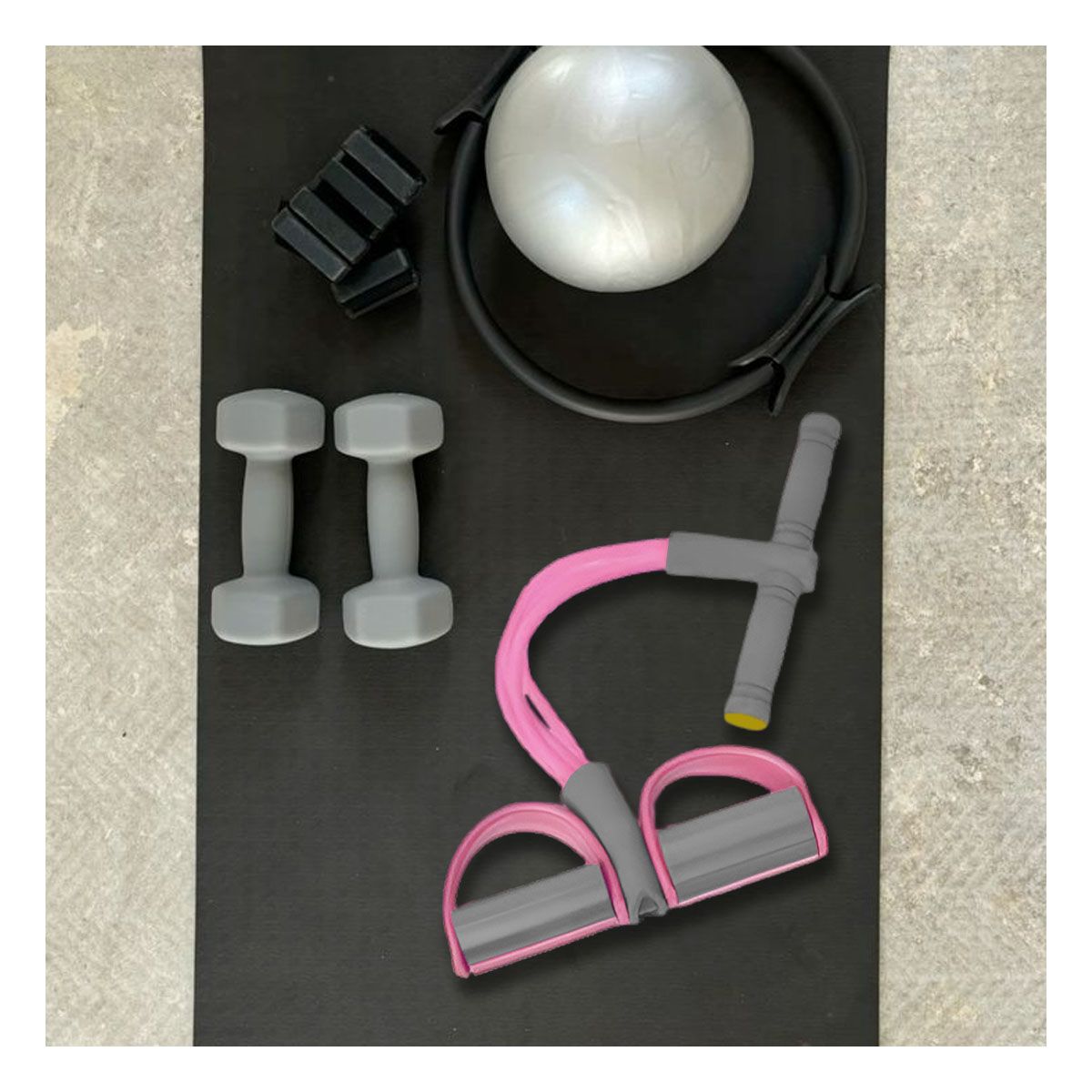 GENERICO - Pack4 Banda Pedal en Rosado Claro y Plomo Y+Ligas de Regalo
