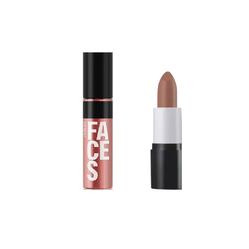 NATURA - Labial líquido sper brillo + Labial matte nude amor Faces
