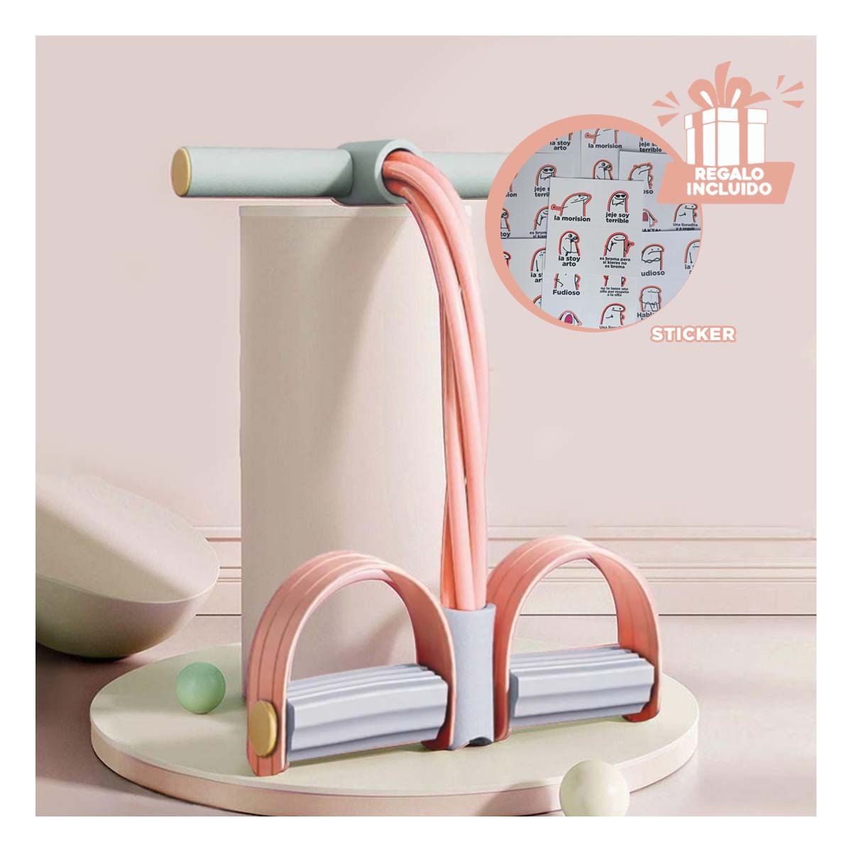 GENERICO - Pack12 Cinta Ejercicios en Durazno y Plomo Y+Regalo Stickers