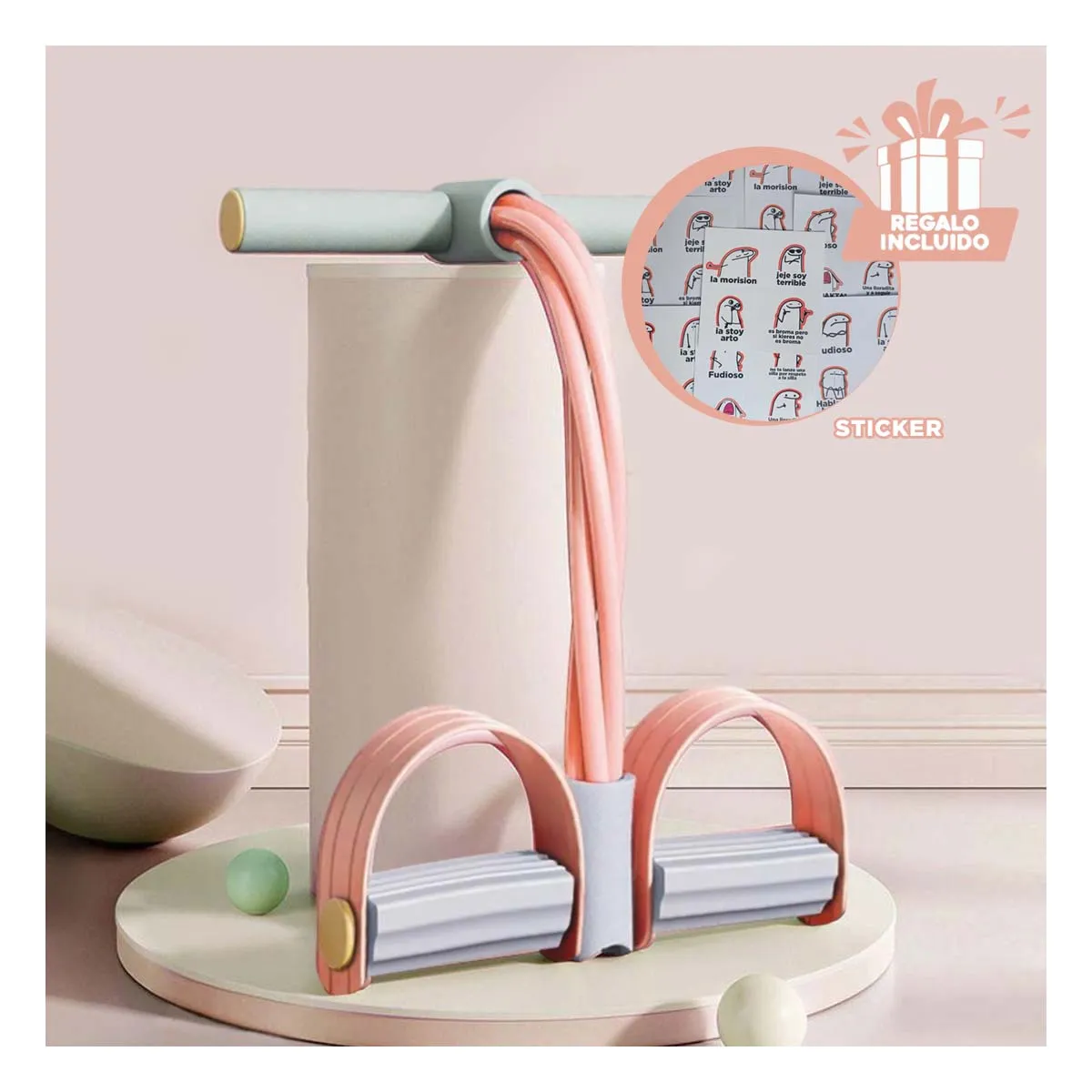 GENERICO - Pack12 Cinta Ejercicios en Durazno y Plomo Y+Regalo Stickers