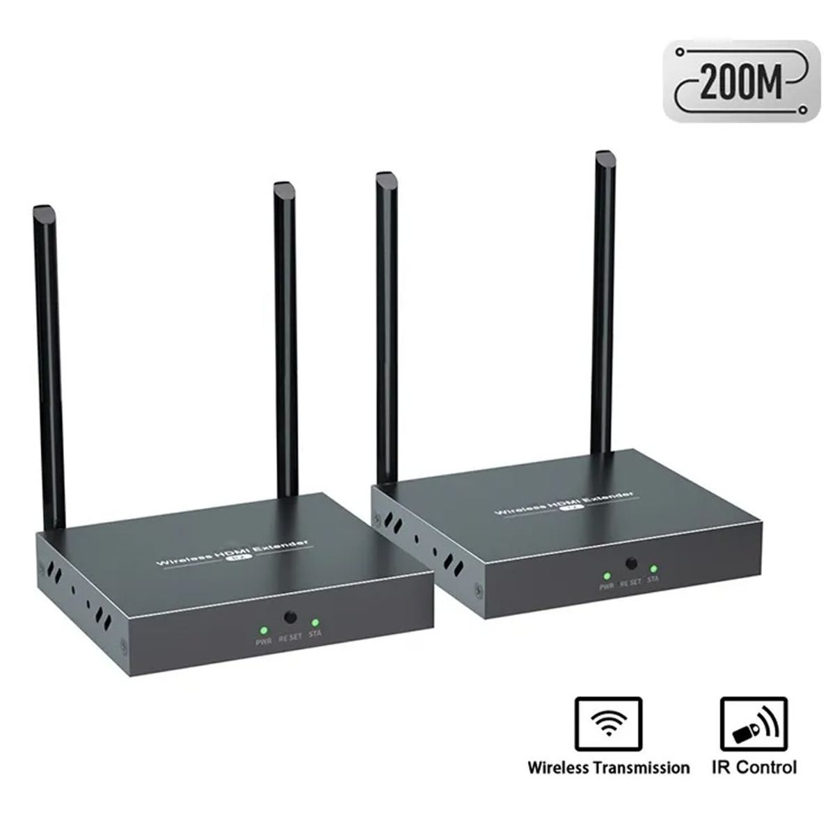 GENERICO - Extender Hdmi Inalambrico Hasta 200 Metros 60hz Kvm 1080p