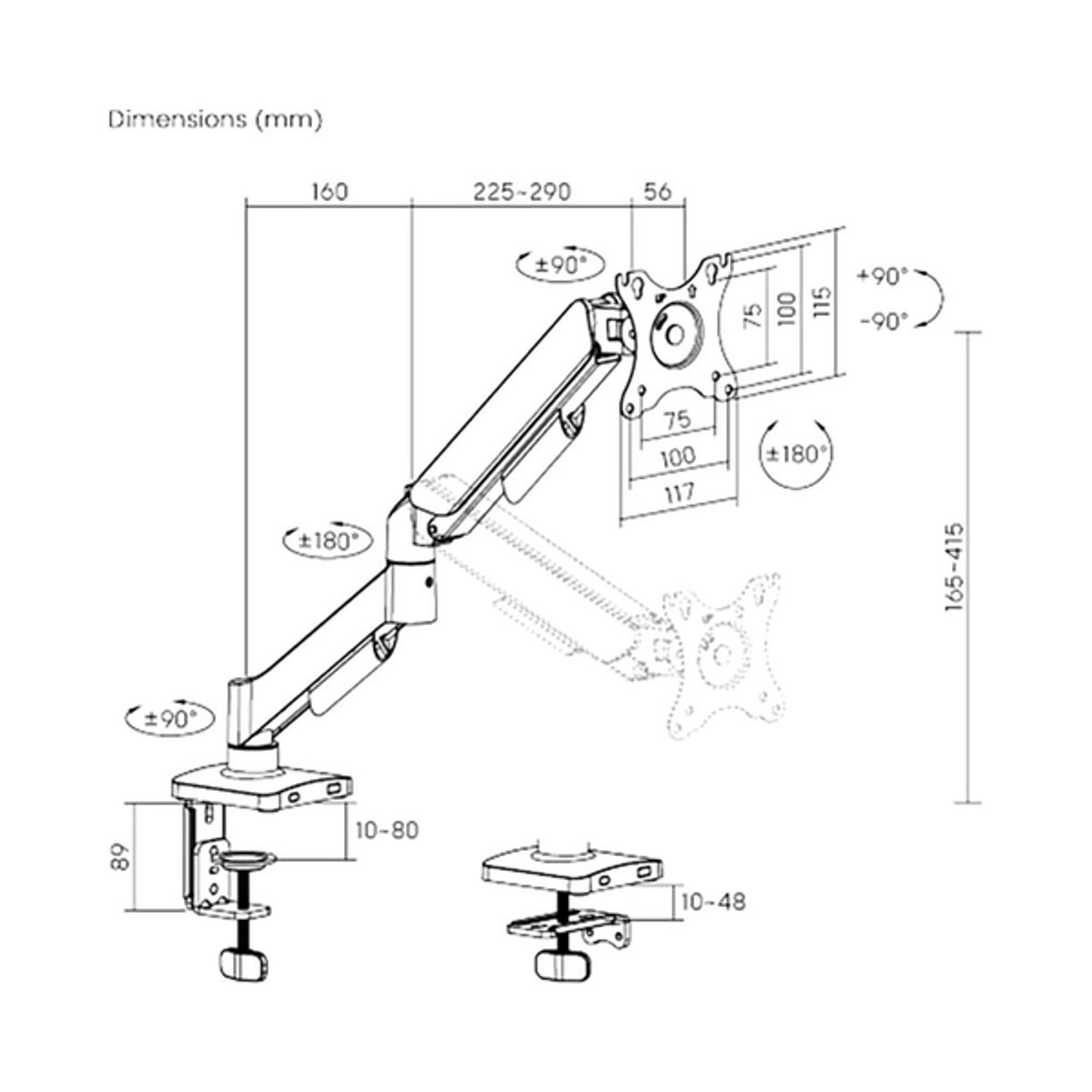 BRATECK - Rack Soporte Flexible para Monitor 17 A 32