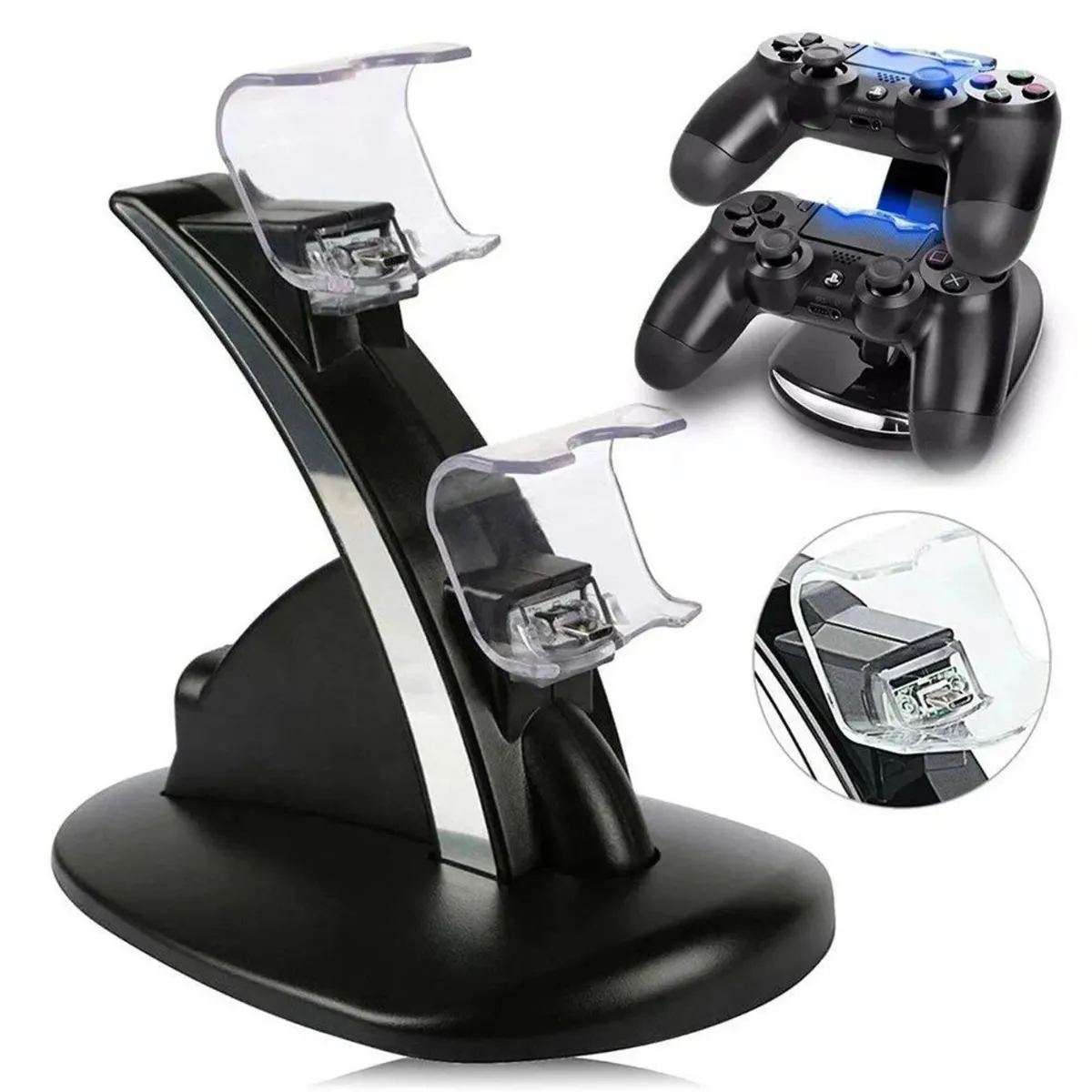 GENERICO - Cargador Mando Playstation 4 con Base / Ps4 Slim Dual Shock