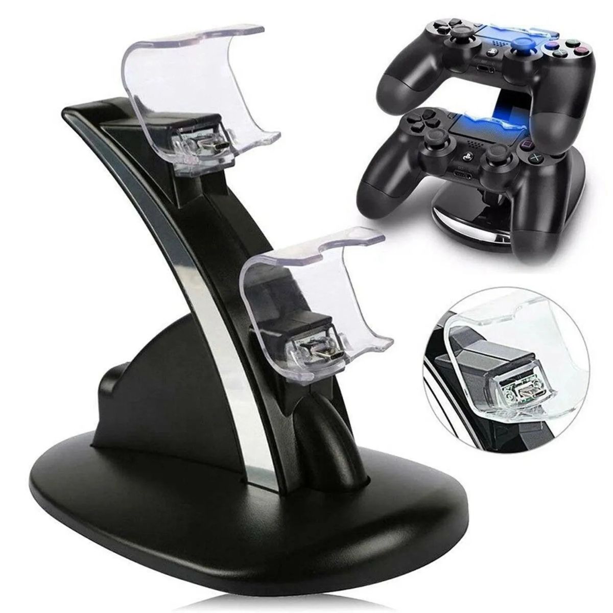 GENERICO - Cargador Mando Playstation 4 con Base / Ps4 Slim Dual Shock