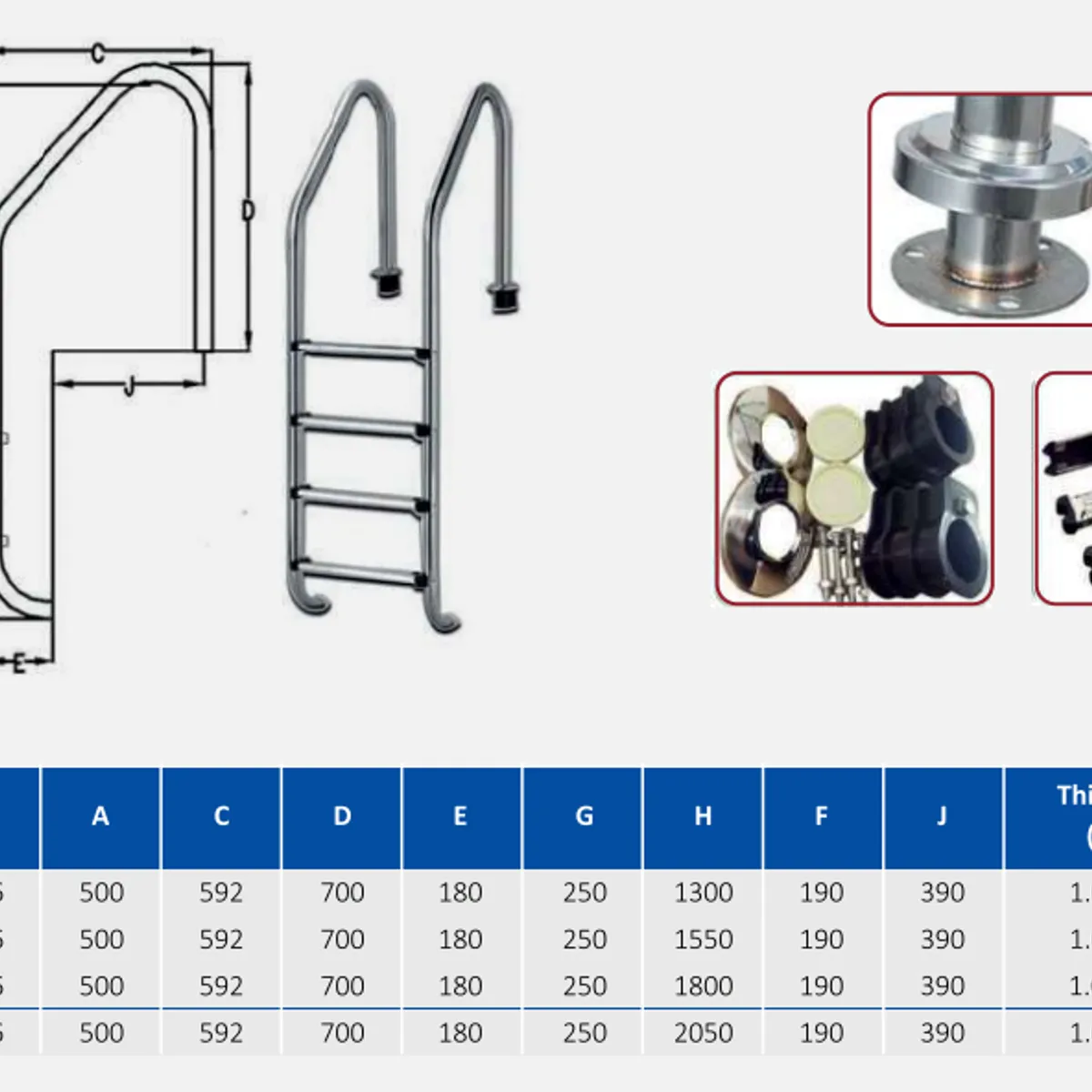 GENERICO - ESCALERA PARA PISCINA DE 2 PASOS DE ACERO INOXIDABLE SL215 POOL SYSTEM