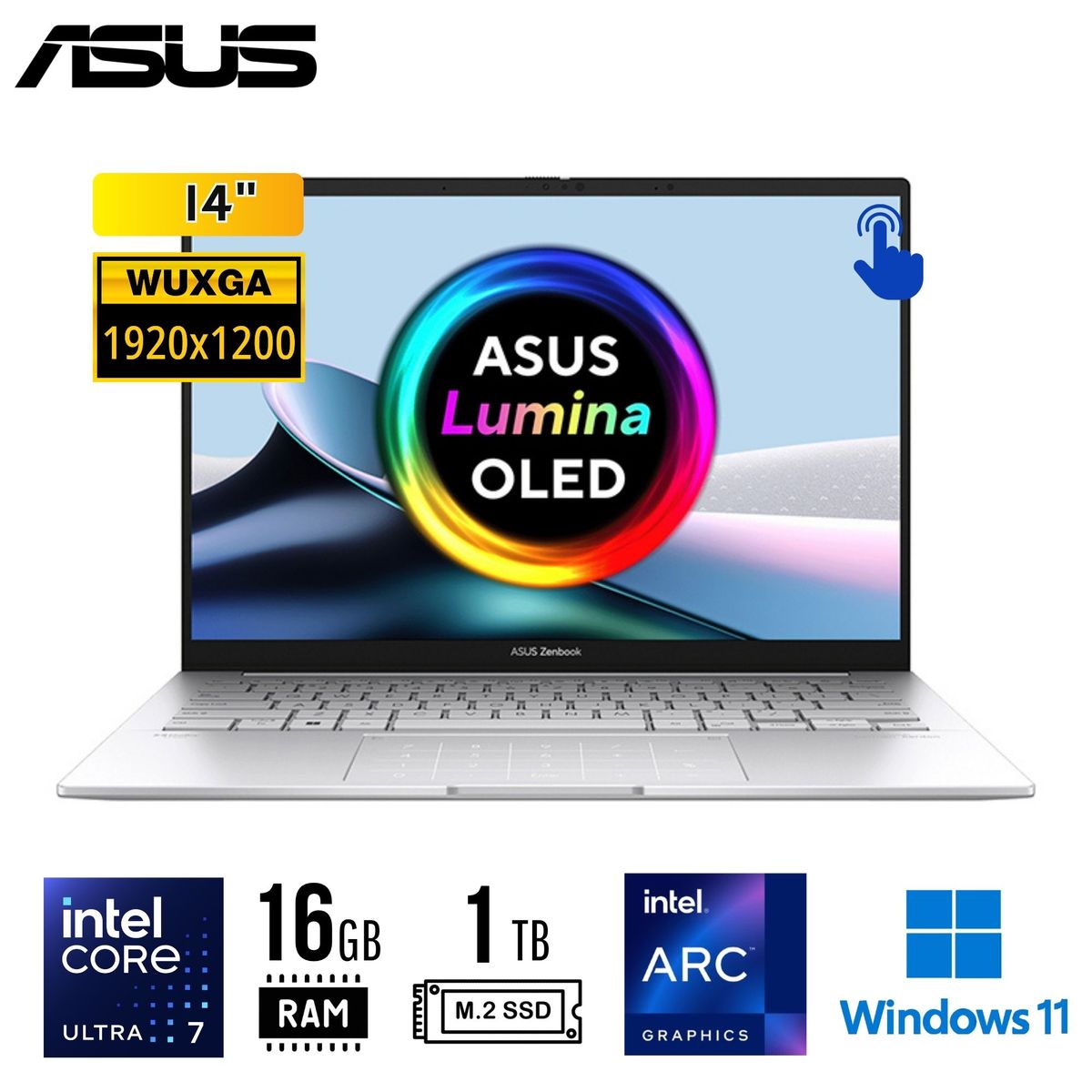 HP - LAPTOP ASUS ZENBOOK 14, 14" WUXGA OLED Touch, Core Ultra 7 255H 16GB 1TB SSD W11