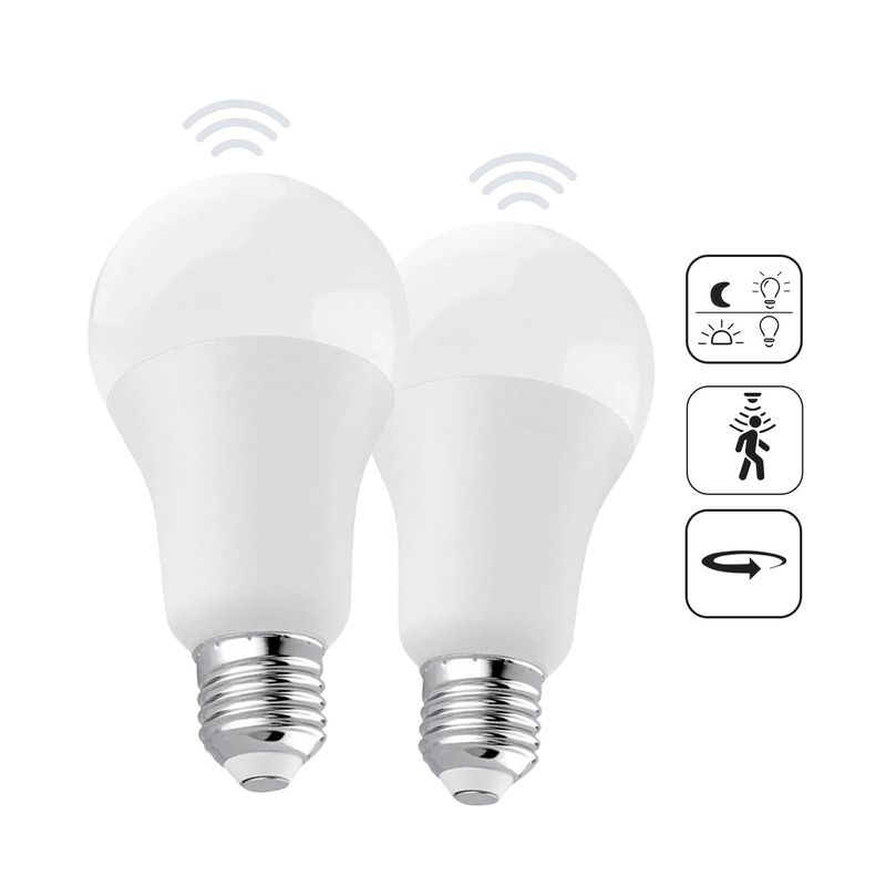 GENERICO - Foco Led Sensor Movimiento 9w Luz Blanca X2 Unidades