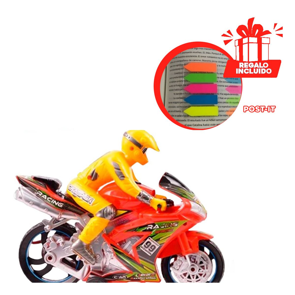 GENERICO - Pack6 Moto Resistente en Color Rojo JU28945 Y+Banderitas Adh