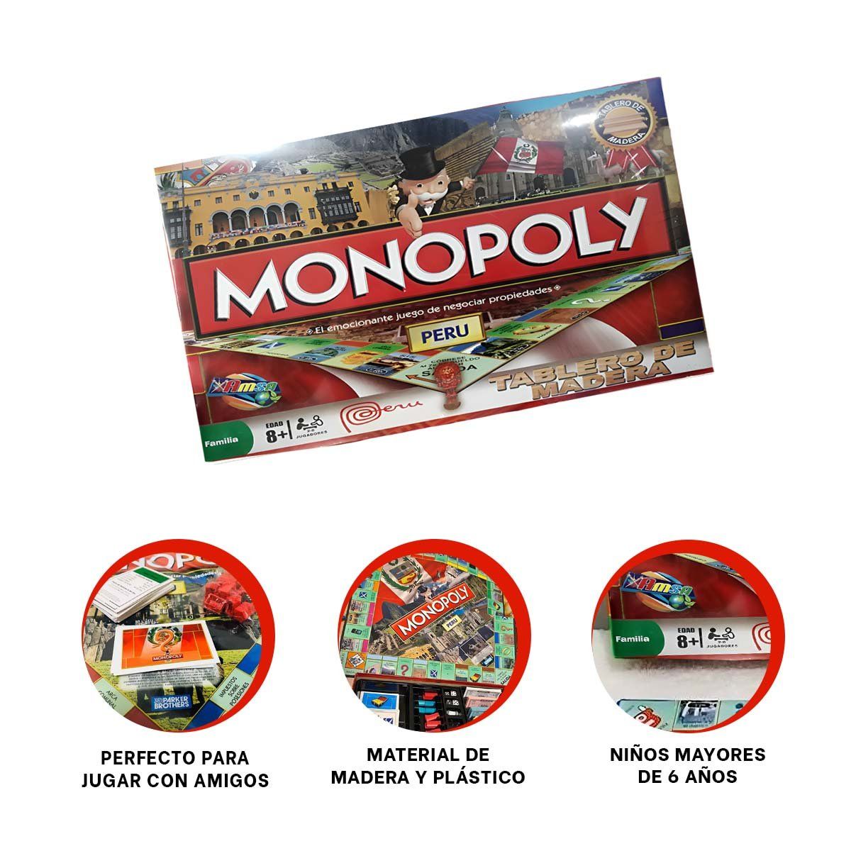 RYBIU IMPORT - Pack6 Juego de Mesa Peru para Compartir en Rojo y Verde