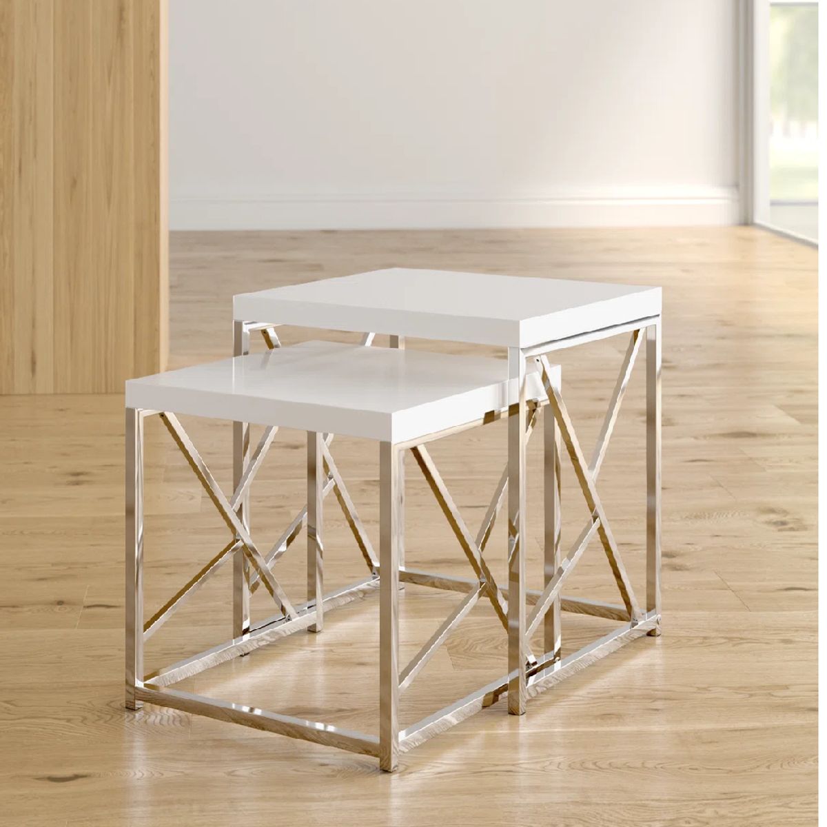 GENERICO - Mesa Lateral THURBES Acero Inoxidable 2 piezas