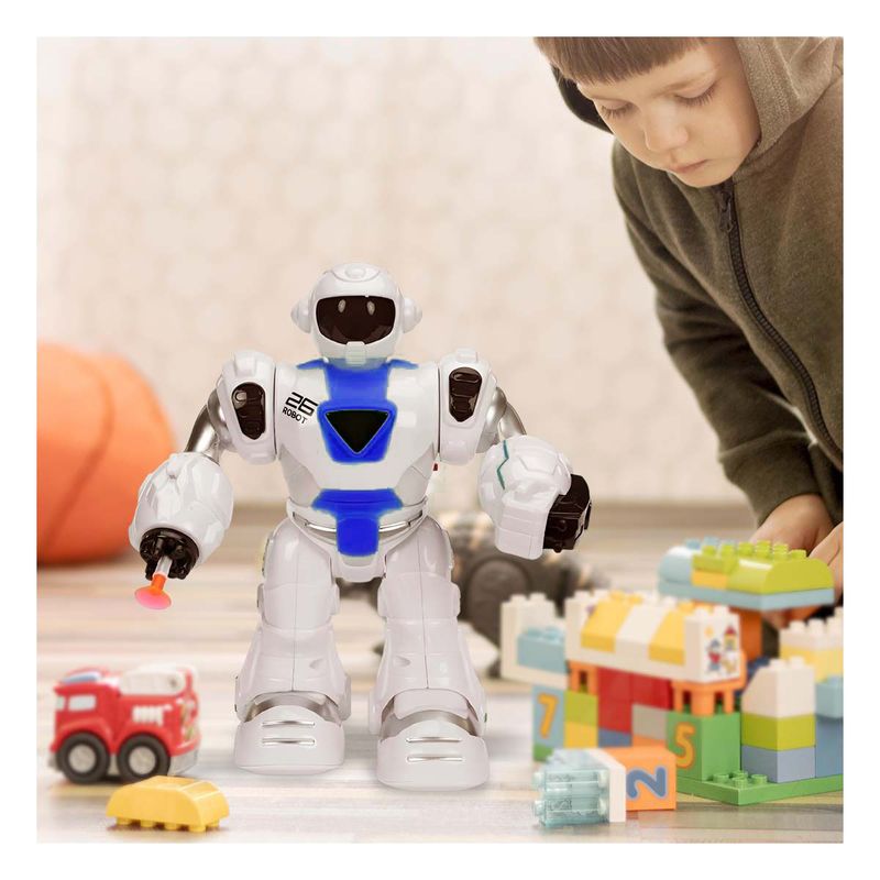 RYBIU IMPORT - Pack4 Robot Futurista en Celeste Y+Banderitas Adhesivas