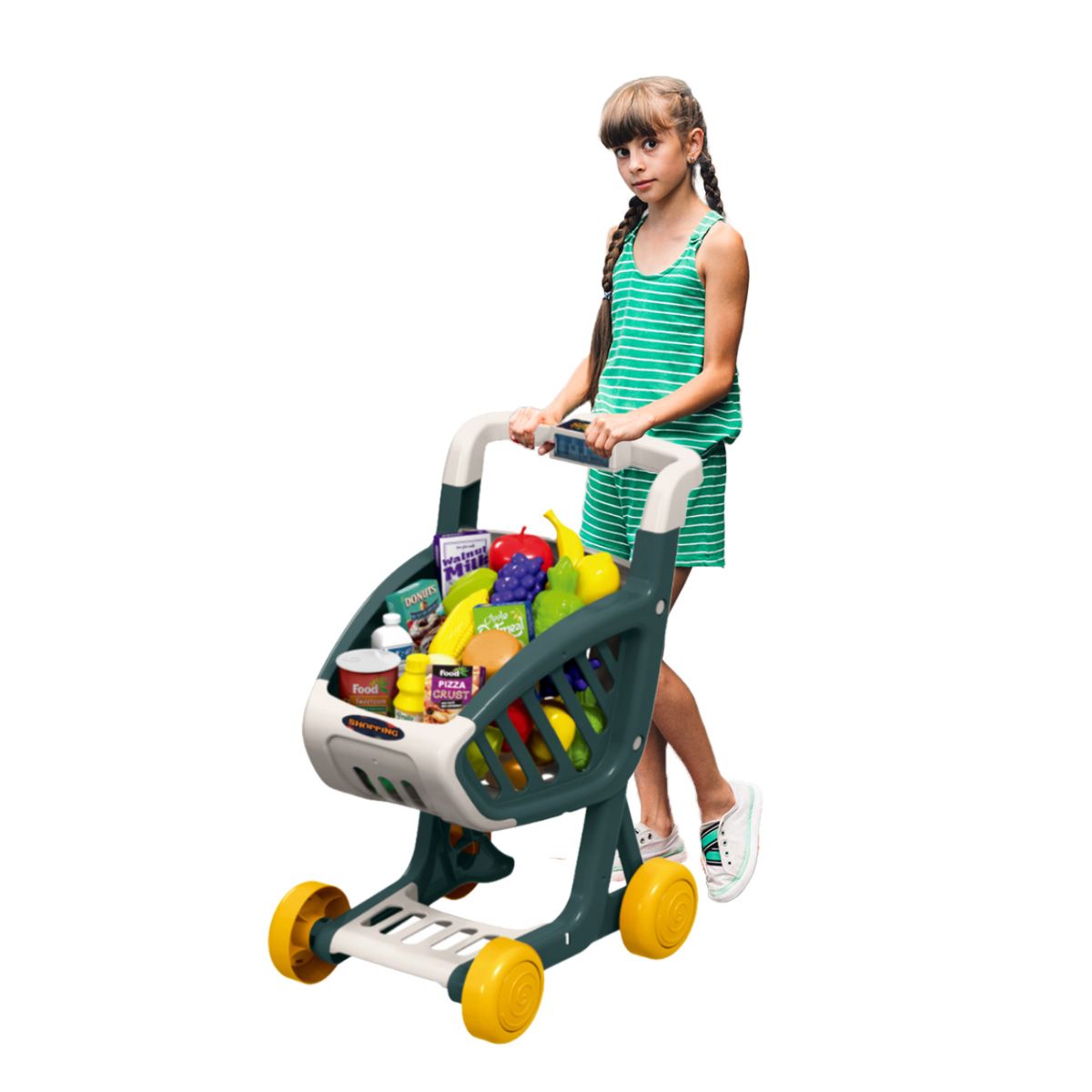 GENERICO - Pack2 Carrito de Supermercado Musical Verde Oscuro