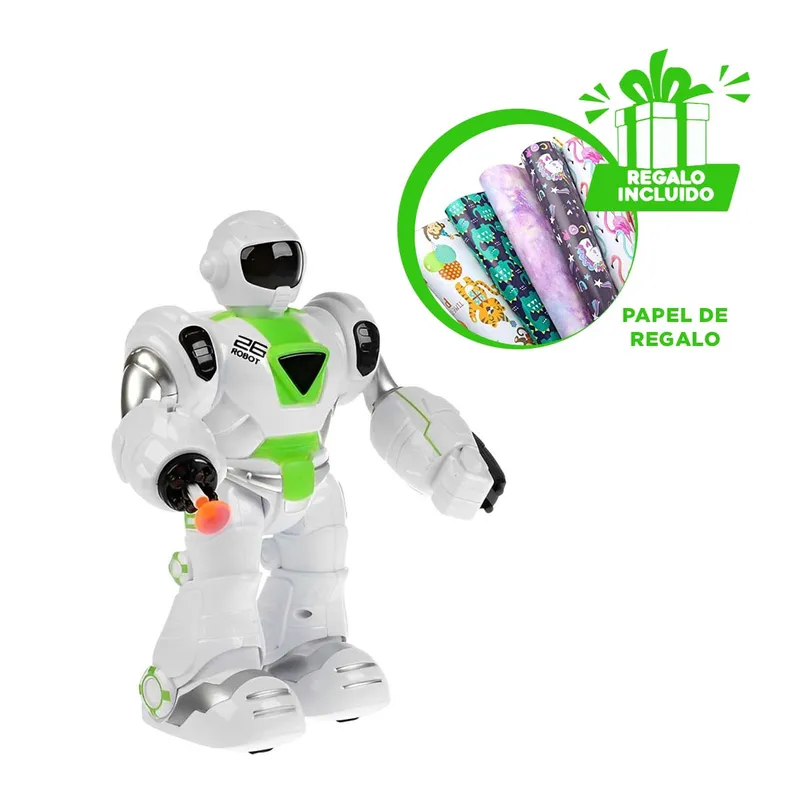 RYBIU IMPORT - Robot Guerrero Interactivo en Verde Y+Papel de Regalo