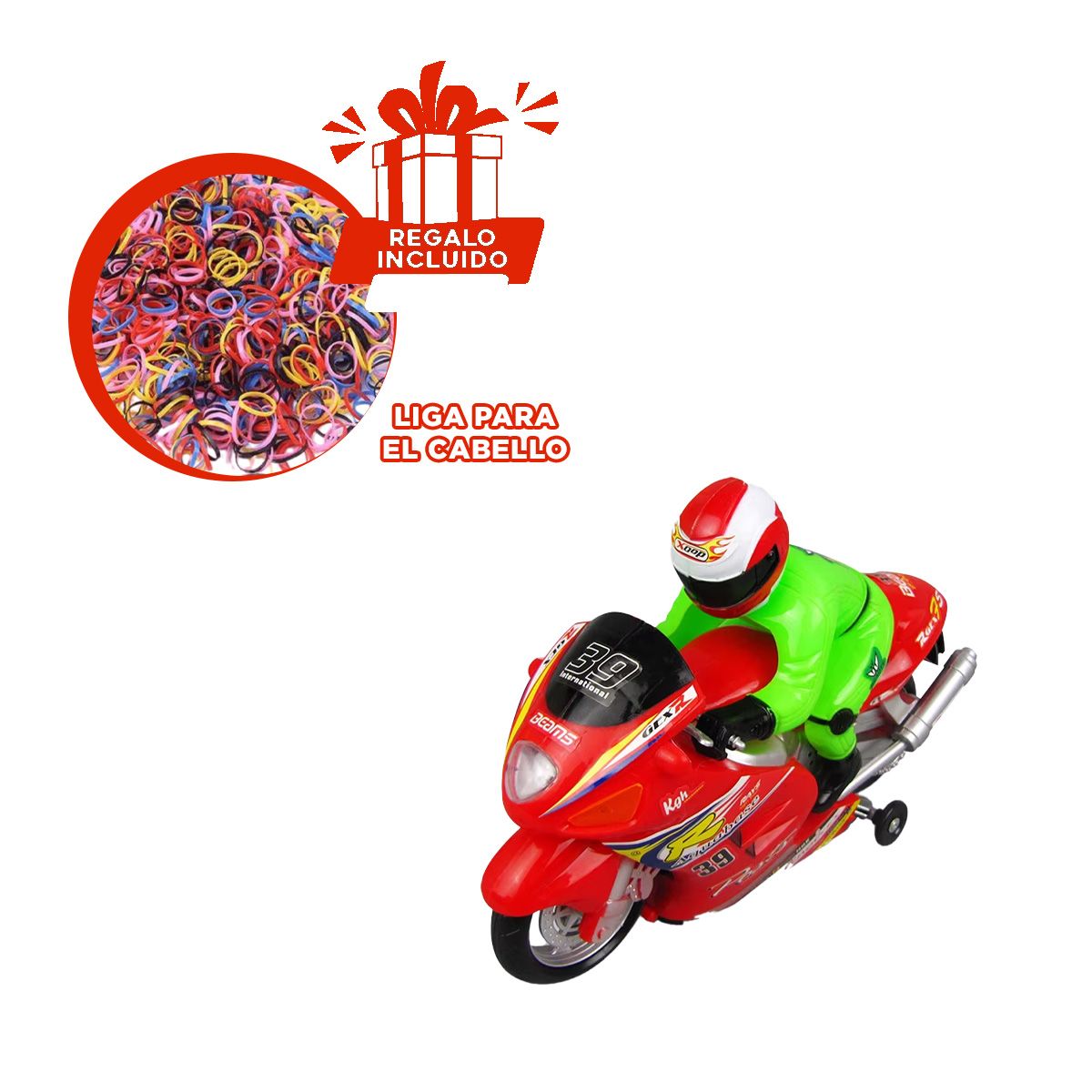 GENERICO - Pack6 Moto de Ninos para Jugar en Rojo Y+Ligas de Regalo