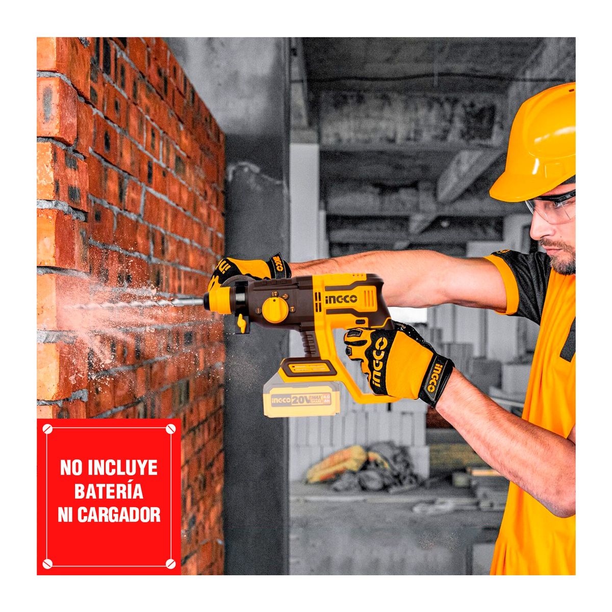 INGCO TOOLS - Rotomartillo 20v Sds Plus 2 Joule Demoledora Brushless Ingco