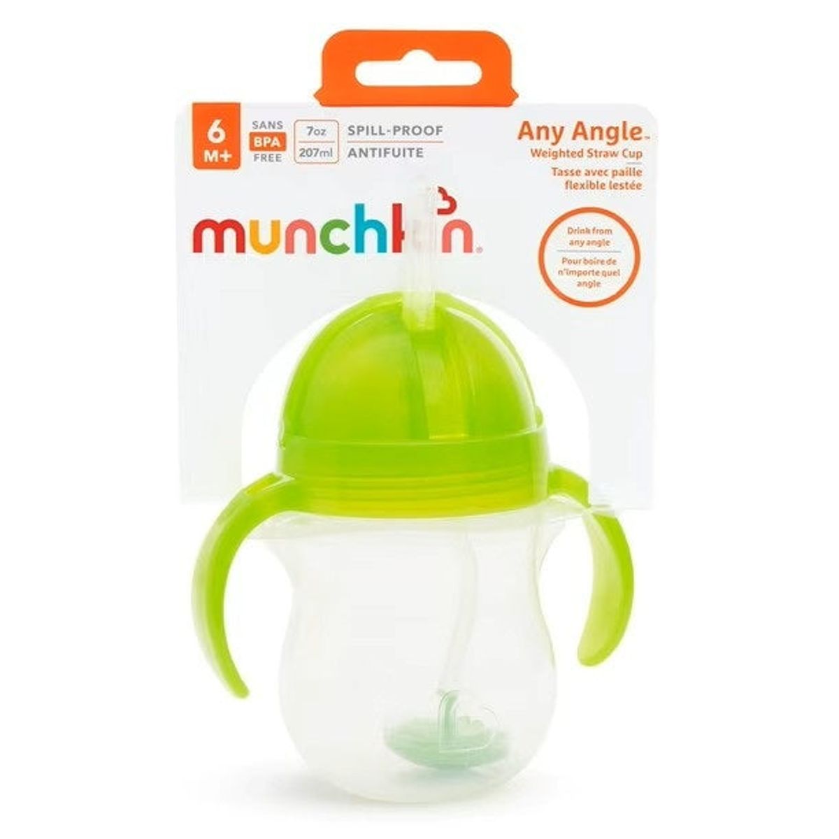 MUNCHKIN - Vaso Antiderrame C/Asas Y Sorbete Flexible Verde Munchkin